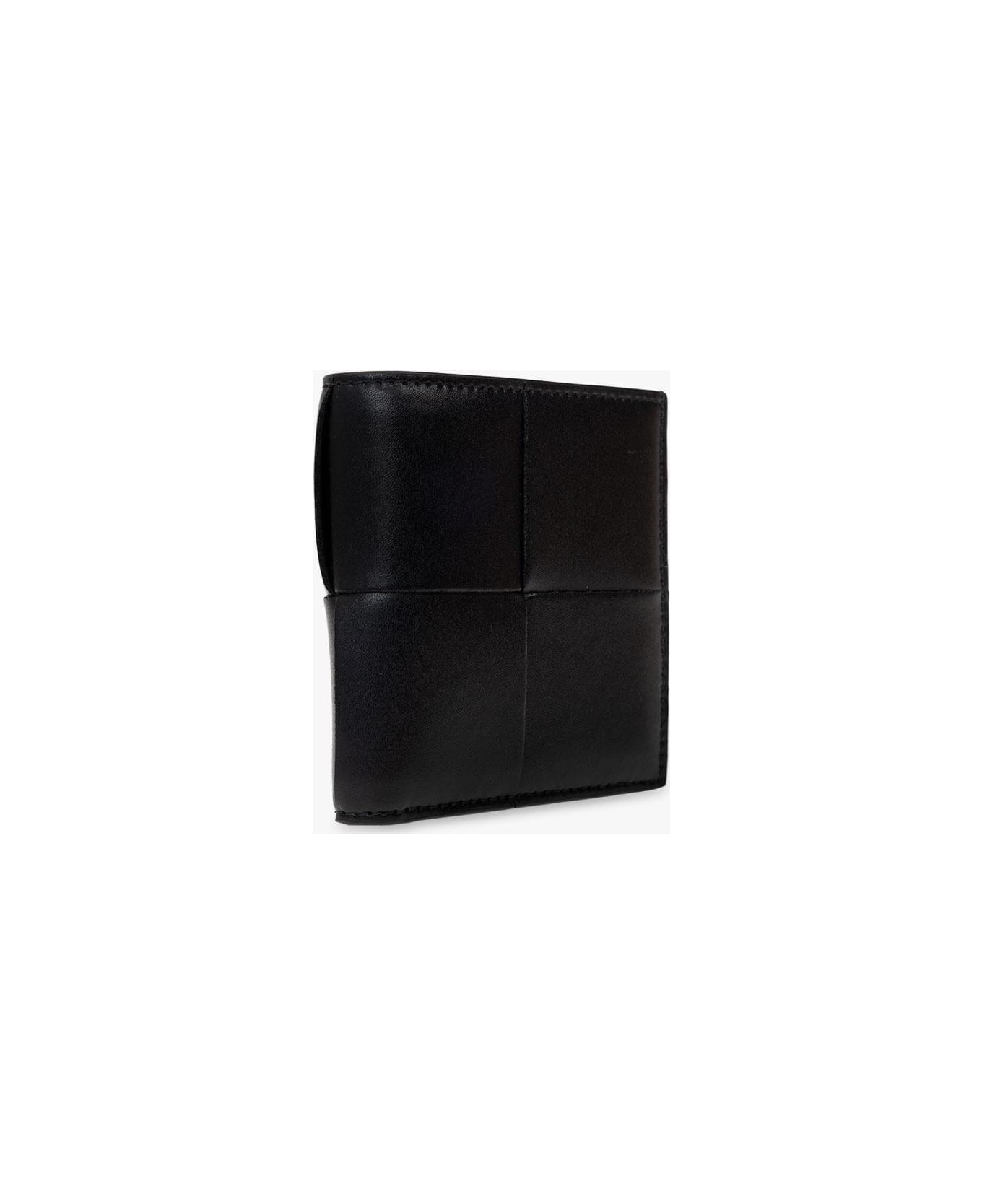 Bottega Veneta Leather Folding Wallet - Black Silver 財布