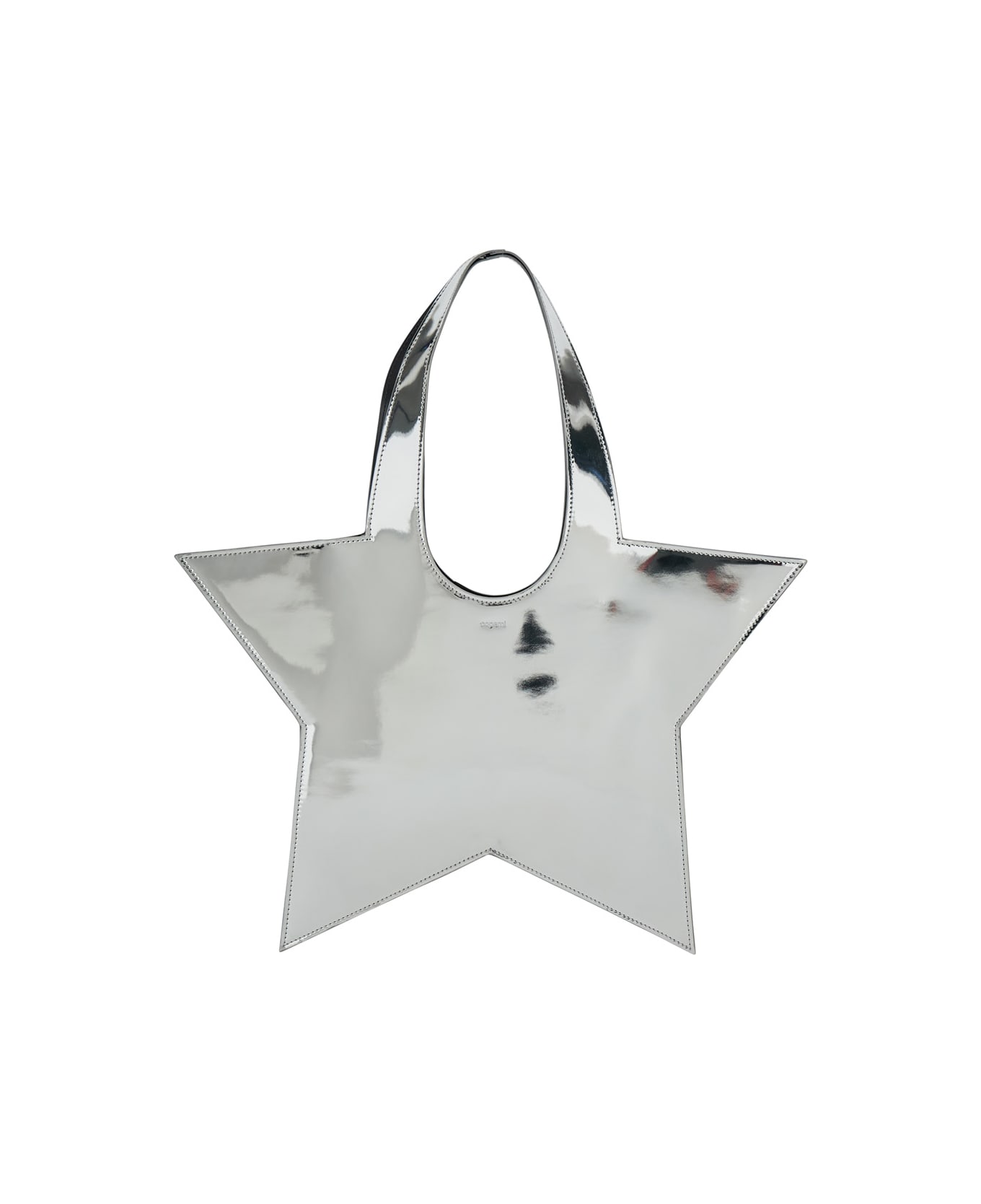 Coperni 
star
 Metallic Mini Handbag With Embossed Logo Lettering On The Front And Mirrored Effect In Leather Woman - Metallic