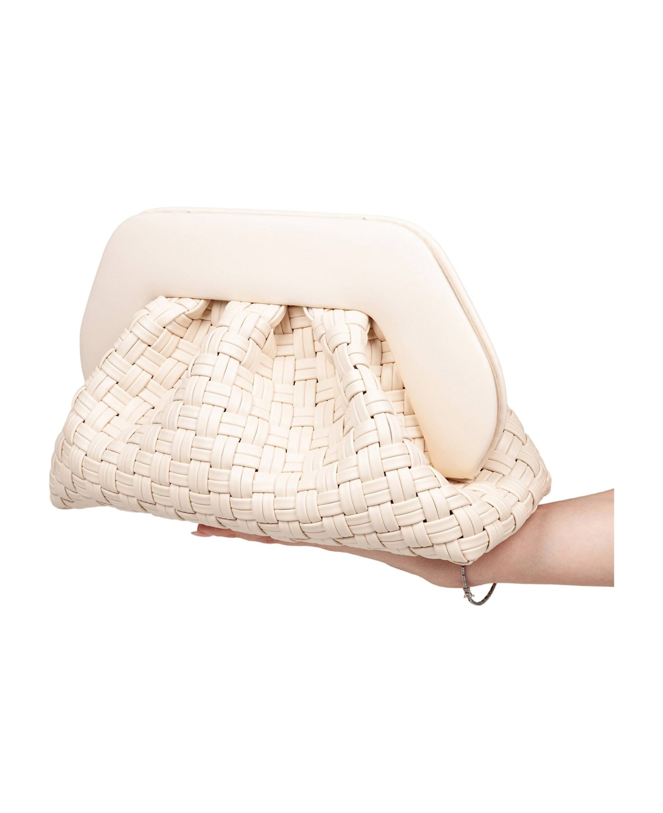 THEMOIRè Tia Clutch Bag In Vegan Fabric, Shell Color - Shell