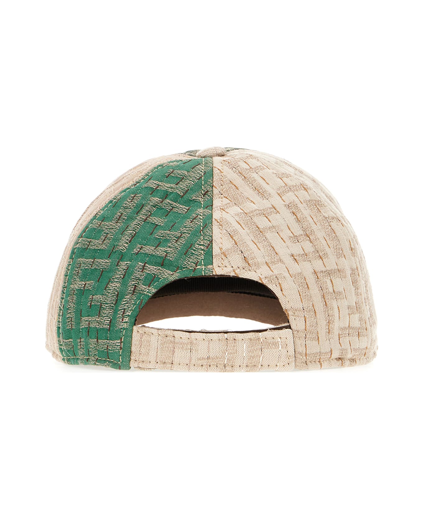 Fendi Embroidered Cotton Blend Baseball Cap - BEIGE