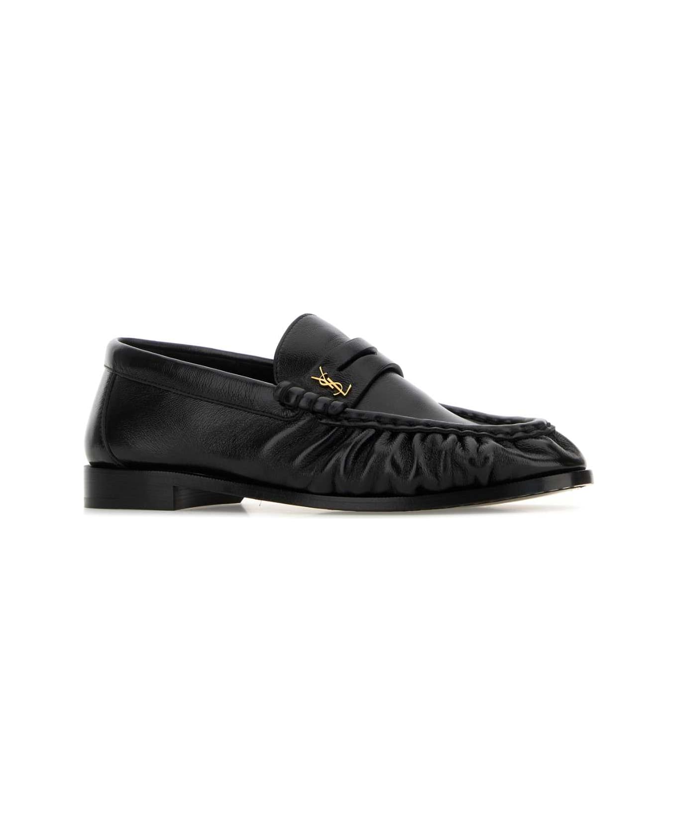 Saint Laurent Black Nappa Leather Loafers - NERO