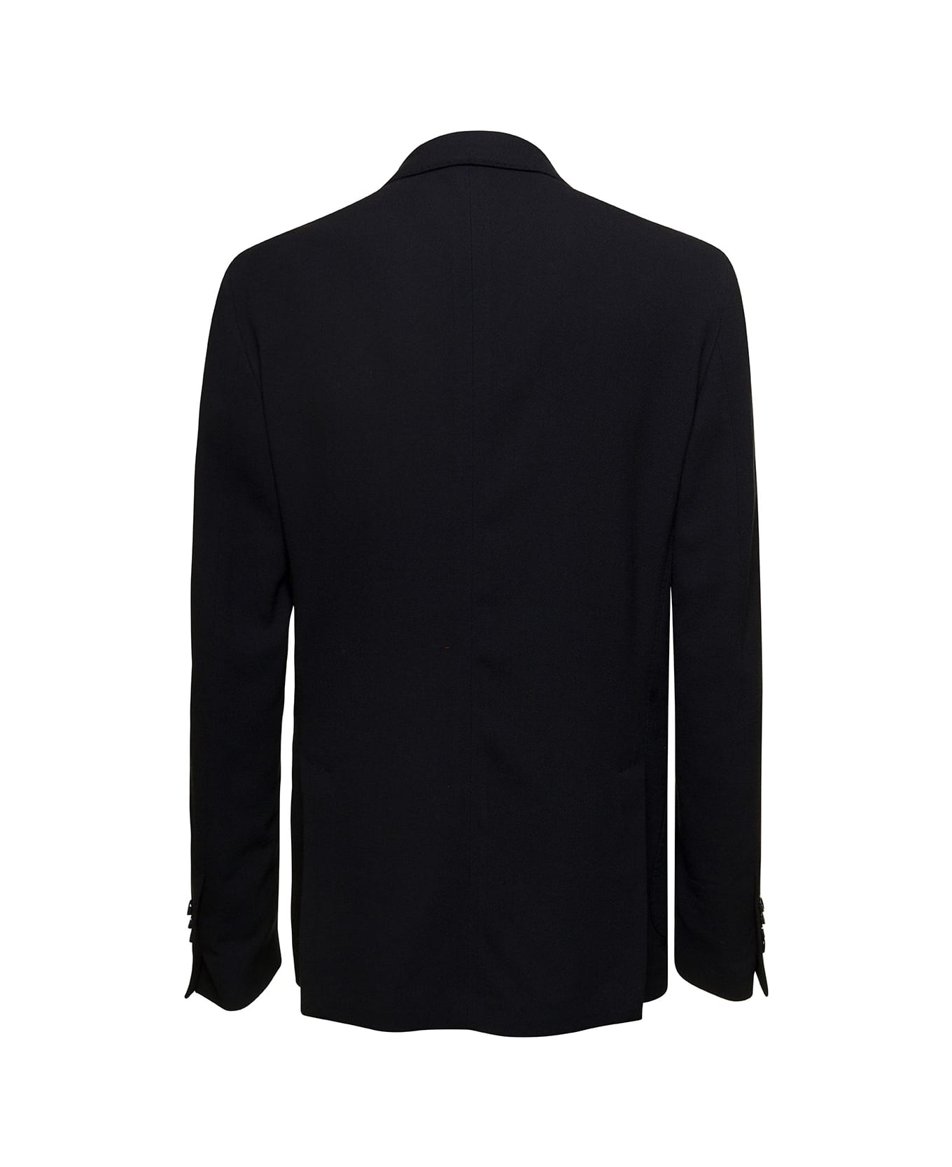 Lardini Black Double-breasted Jacket With Detachable Pin In Cotton And Wool Blend Man - Black