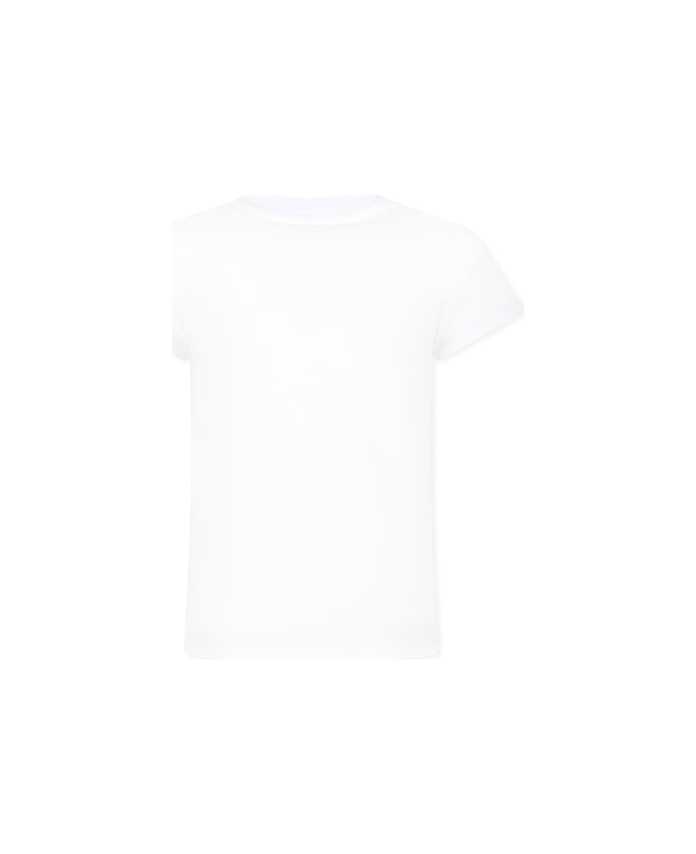 Balmain White T-shirt For Girl With Logo - White