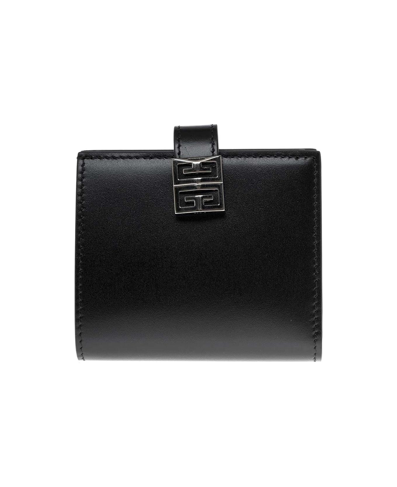 Givenchy Woman's Bifold Black Leather Wallet With 4g Logo - Black