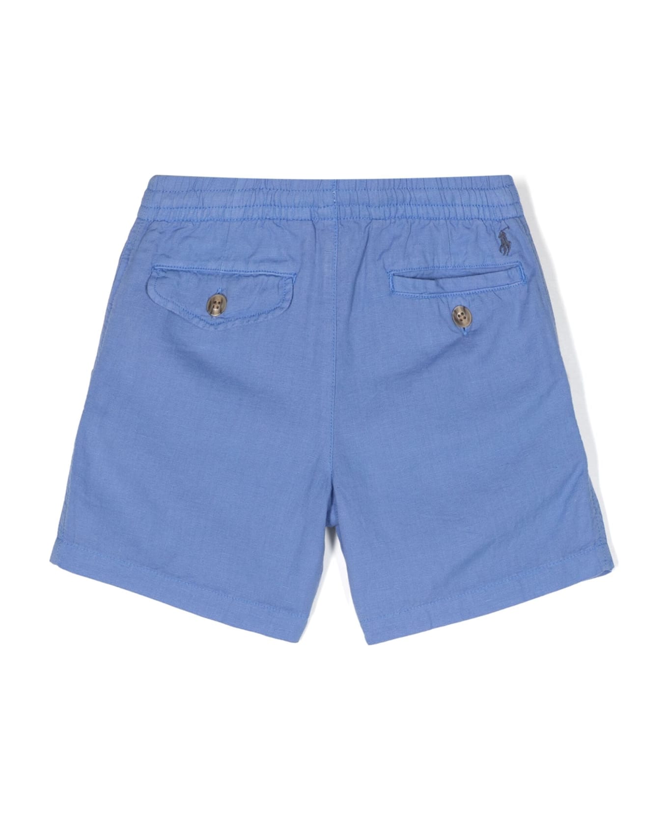 Ralph Lauren Cerulean Blue Linen And Cotton Bermuda Shorts - Blue ボトムス