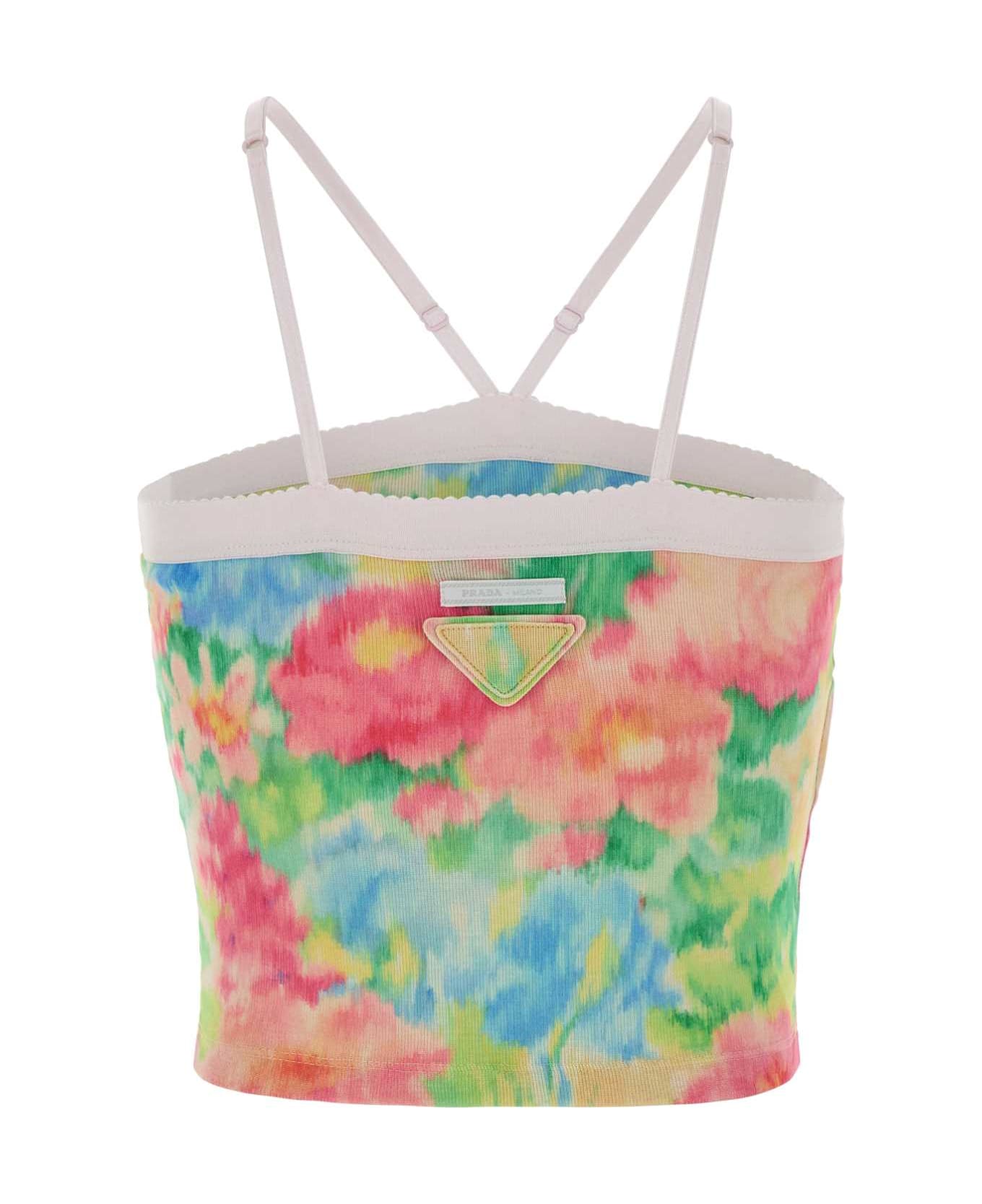 Prada Printed Cotton Top - VERDE