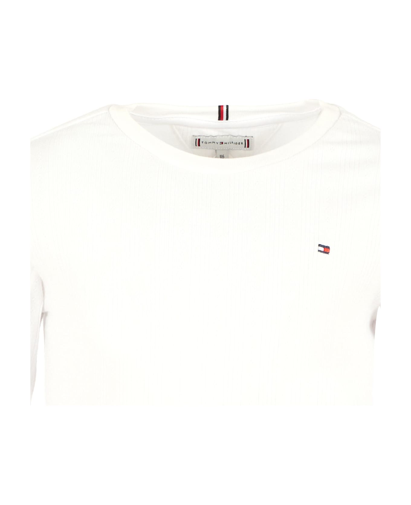 Tommy Hilfiger White T-shirt For Girl With Iconic Flag - White