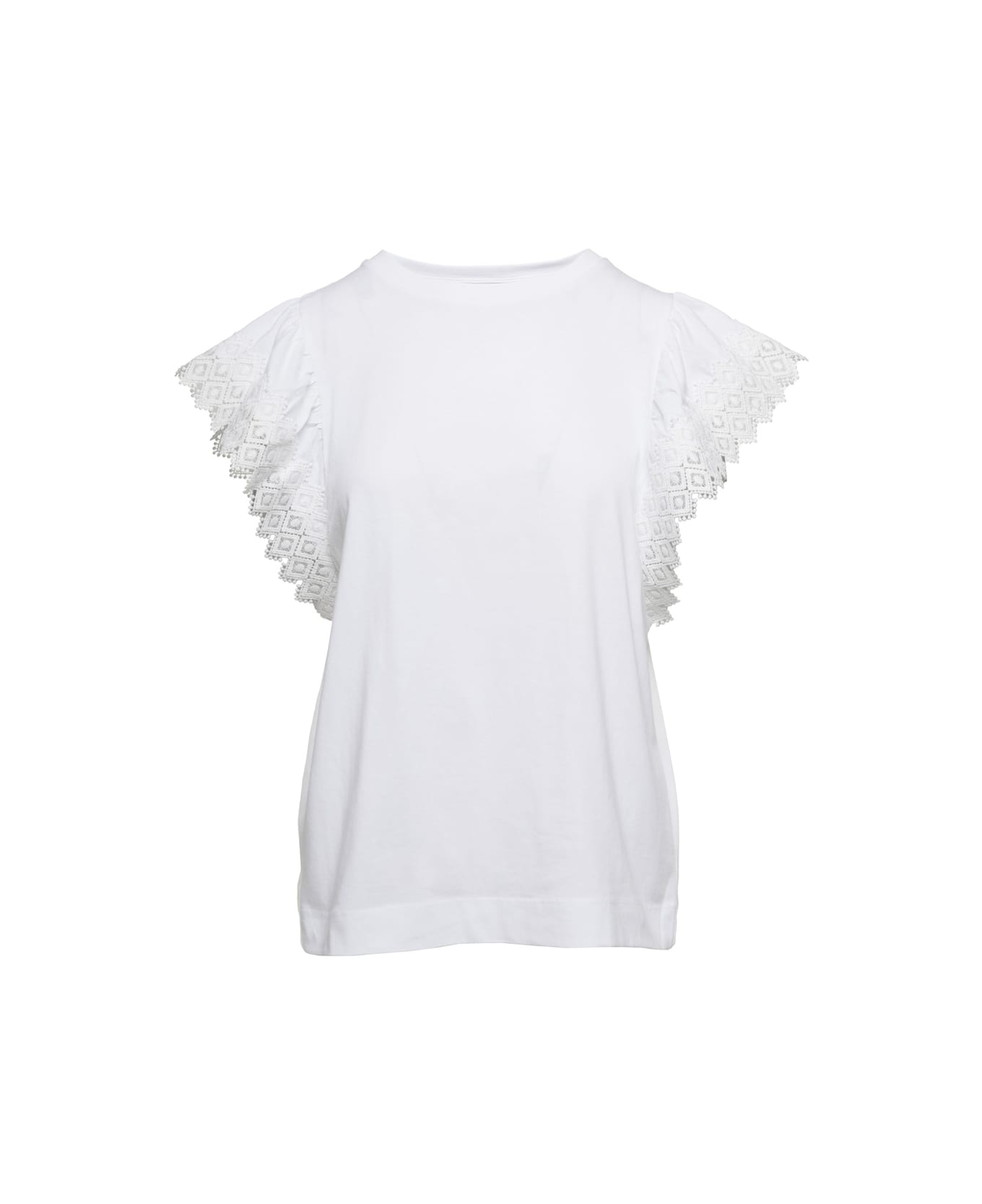 TwinSet White Crew Neck T-shirt In Cotton Woman - White