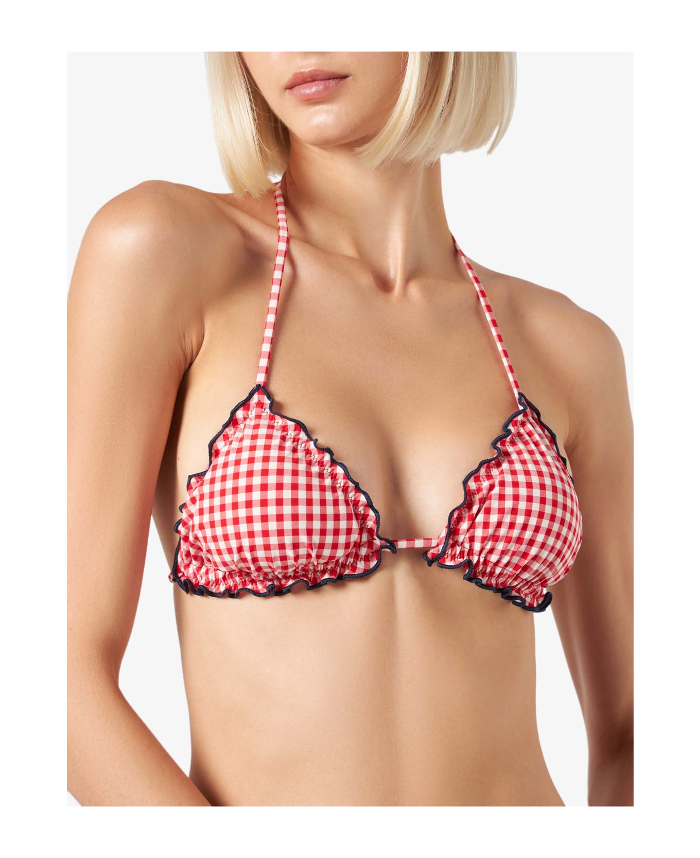 MC2 Saint Barth Woman Triangle Top Swimsuit With Gingham Print - RED