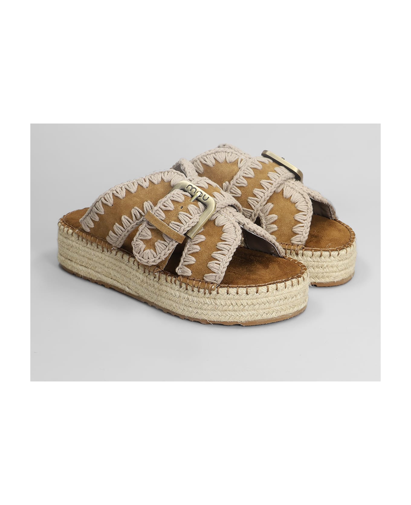 Mou Jute Sandal Sandals In Leather Color Suede - leather color
