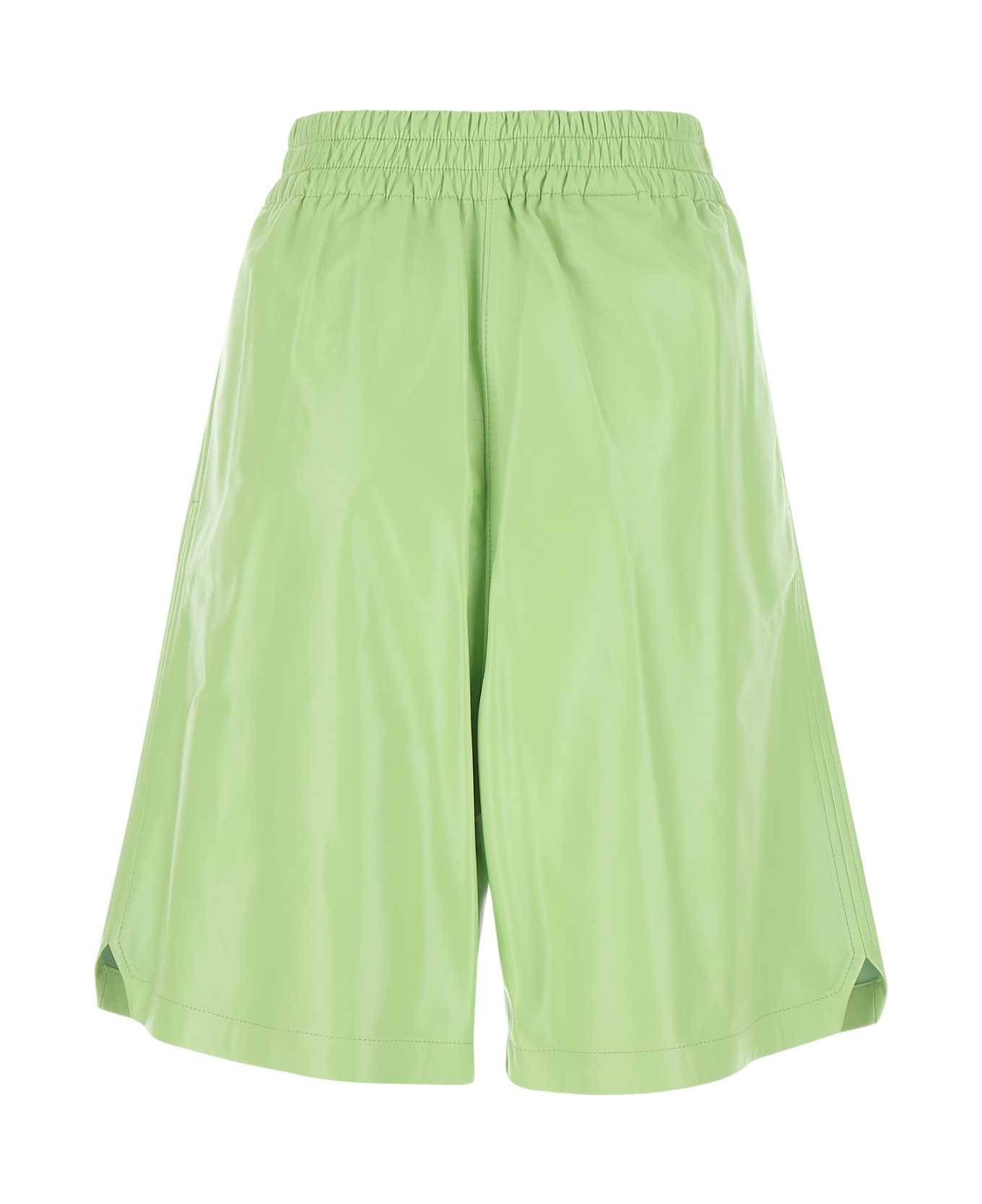 Bottega Veneta Pastel Green Leather Shorts - 3516 ショートパンツ