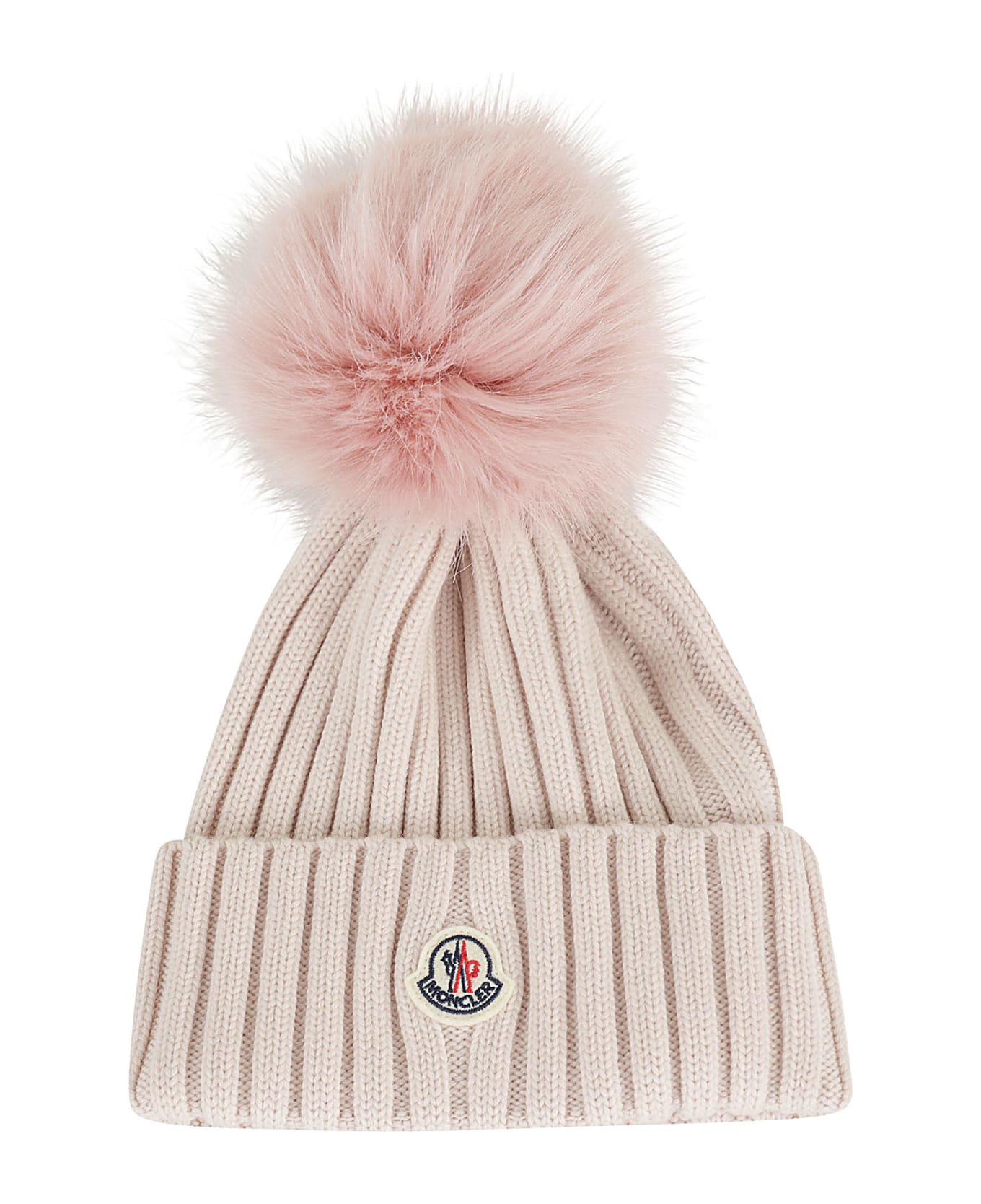Moncler Pompom-detailed Ribbed-knit Beanie - Light Pink