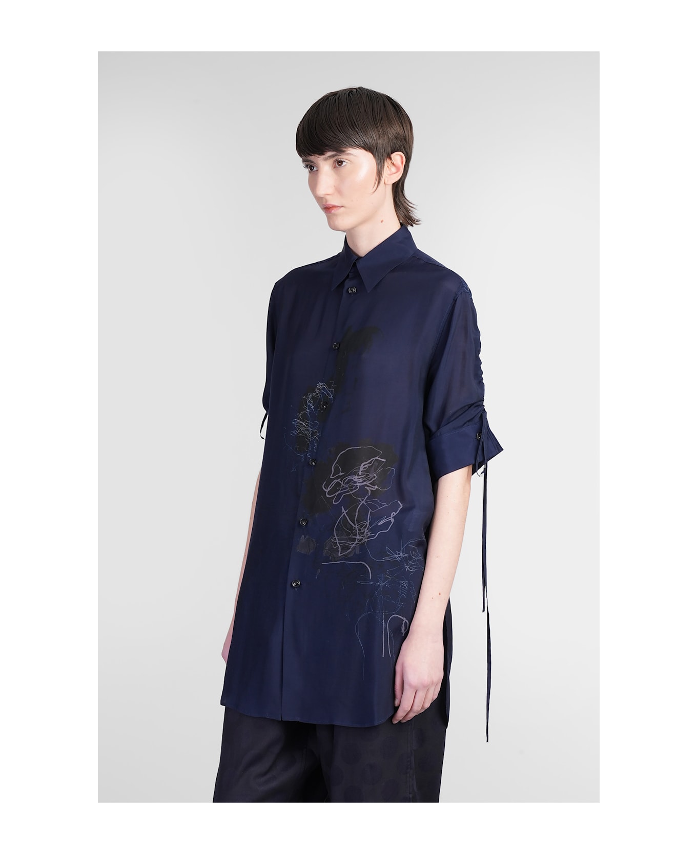 Yohji Yamamoto Shirt In Blue Polyamide Polyester - blue