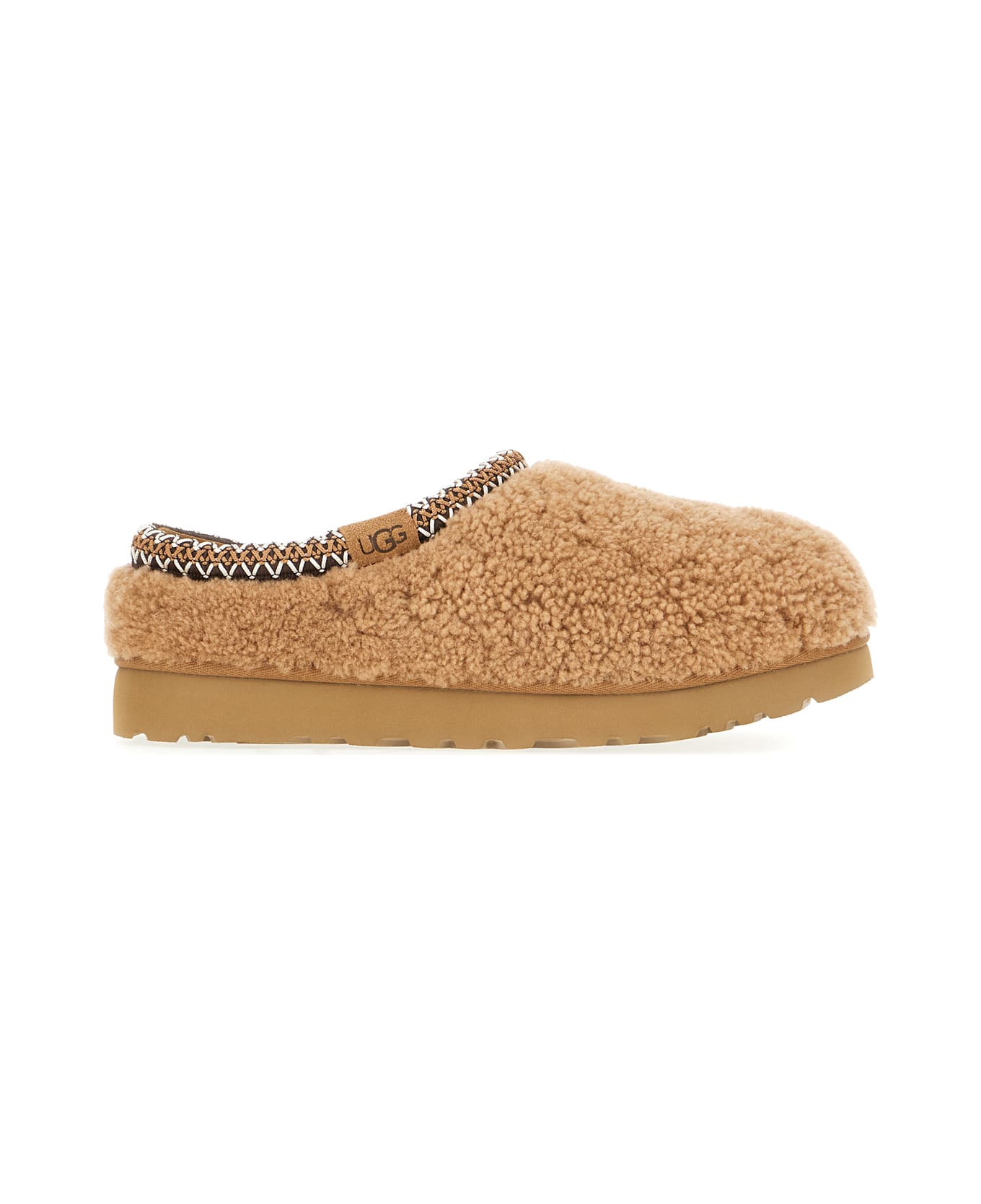 UGG Camel Fabric Tasman Maxi Curly Slippers - Cammello