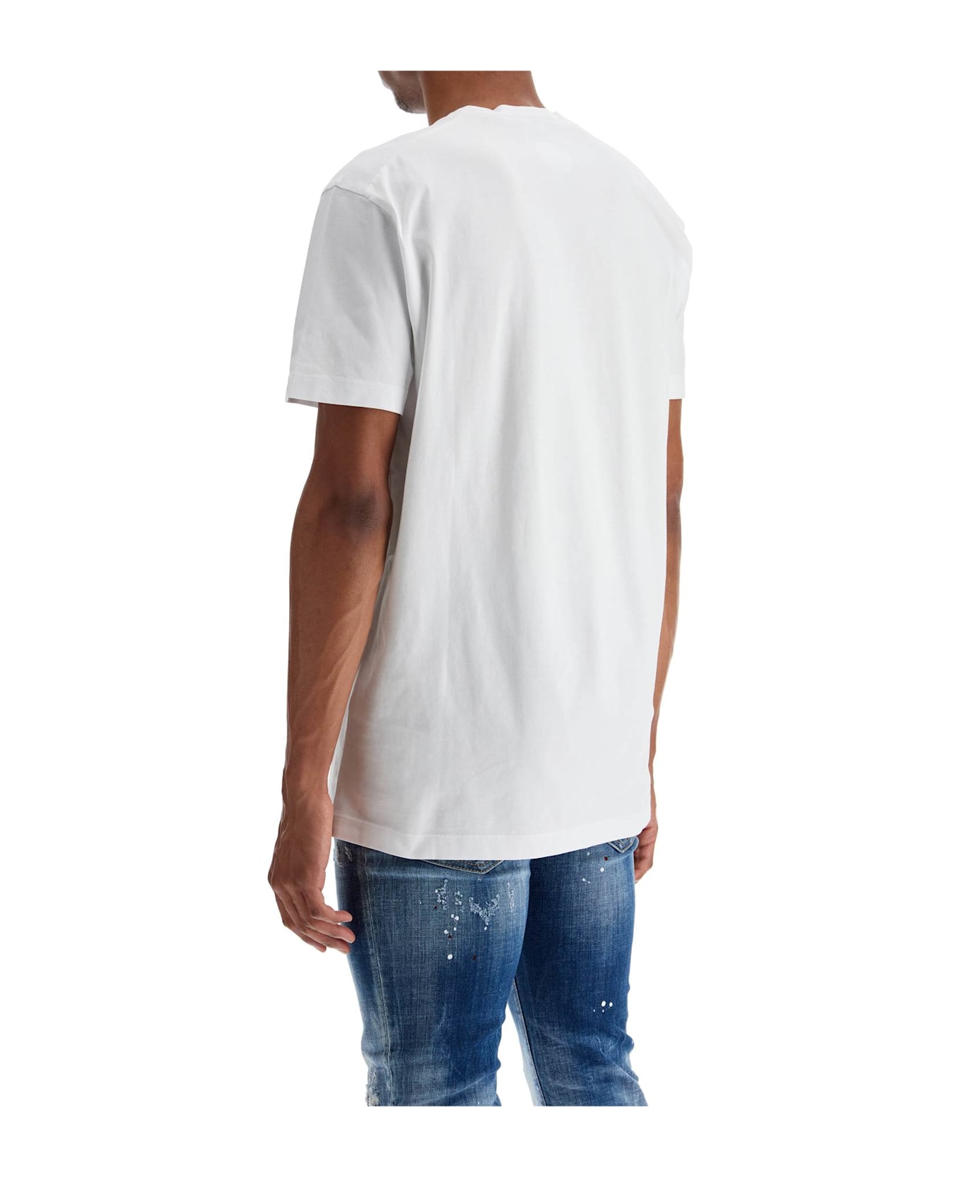 Dsquared2 White Cotton T-shirt With Embroidered Logo - WHITE (White)