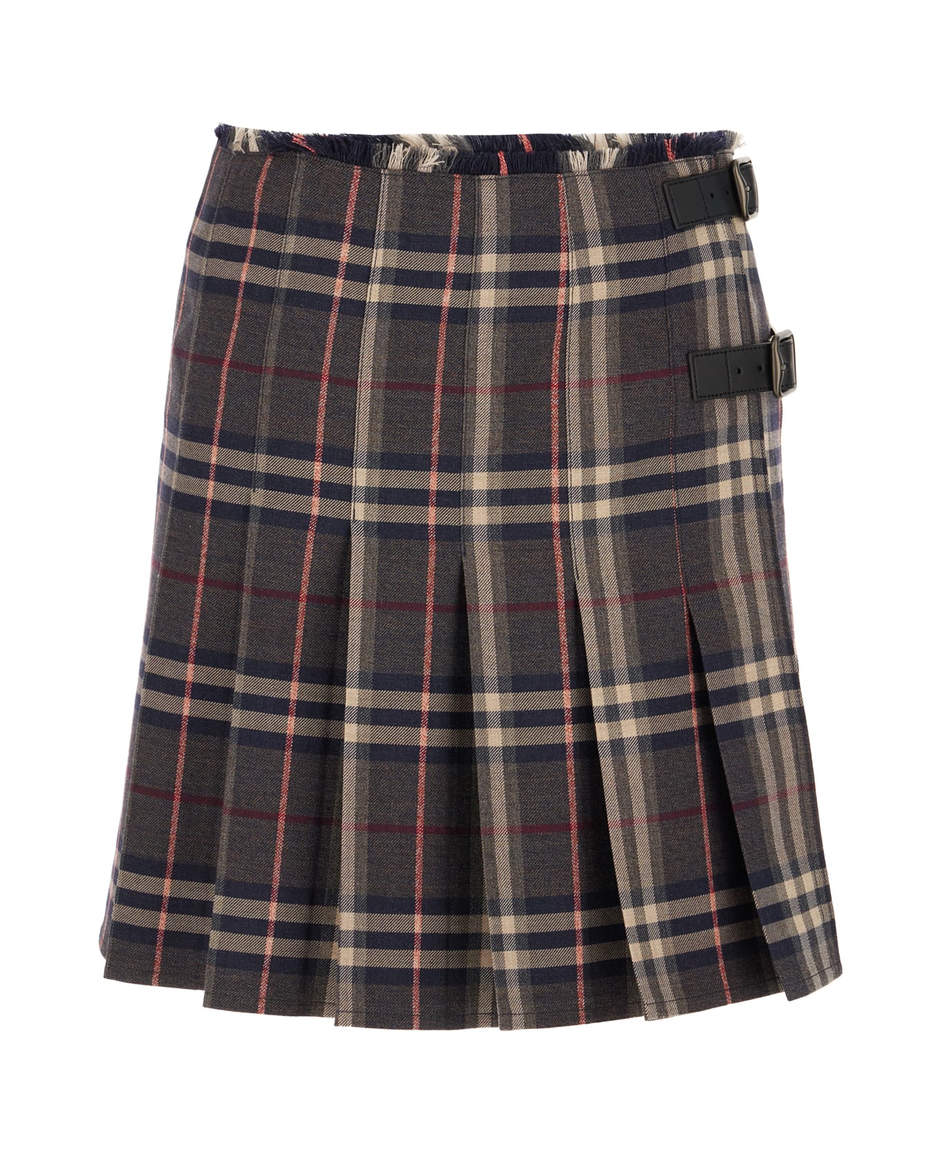 Burberry Embroidered Wool Skirt - BROWN/NEUTRALS