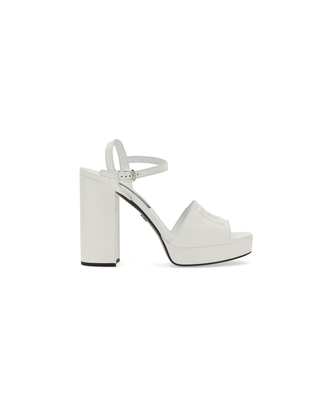 Dolce & Gabbana Platform Sandal With Logo - WHITE