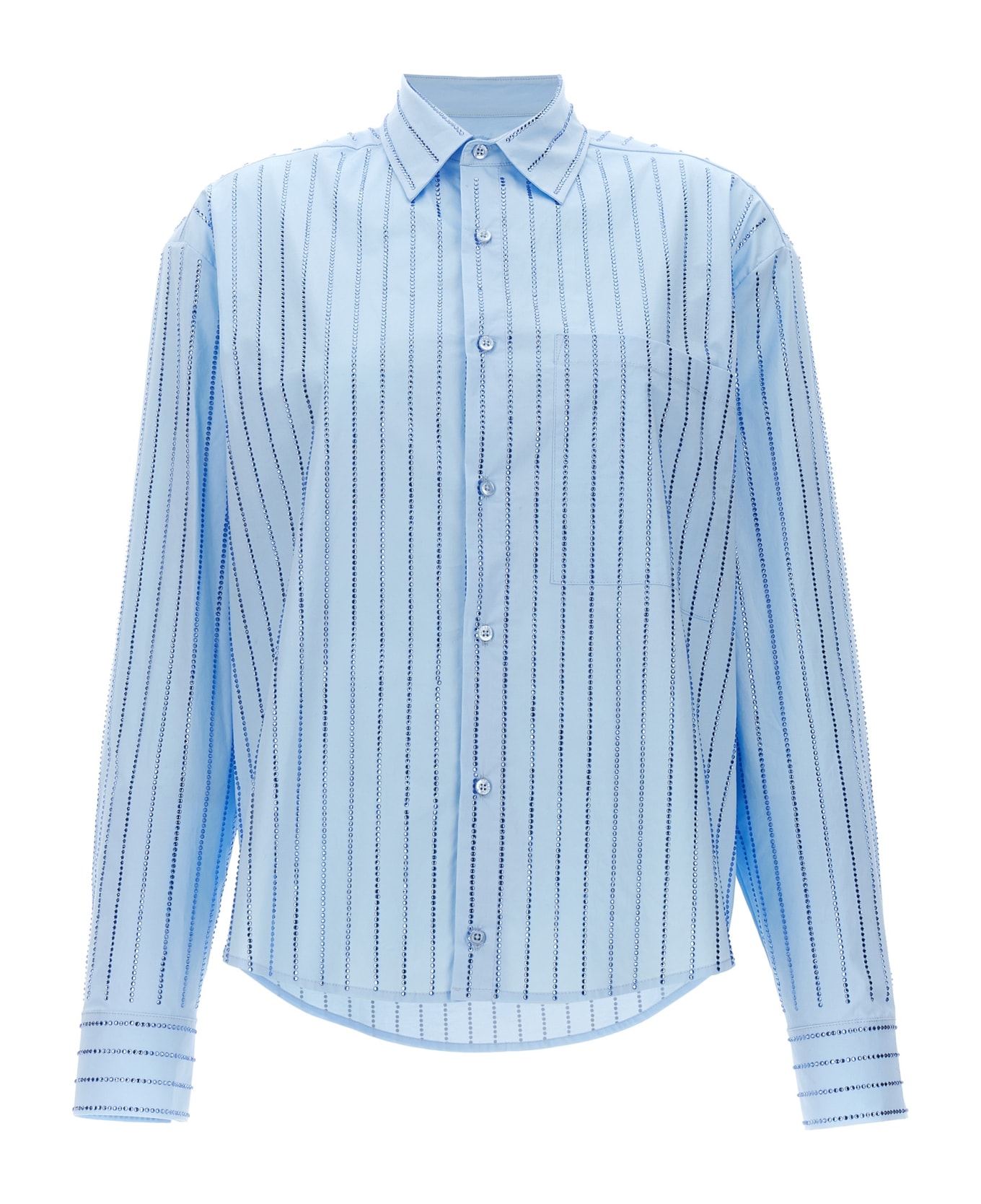 Giuseppe di Morabito Rhinestone Striped Shirt - Clear Blue
