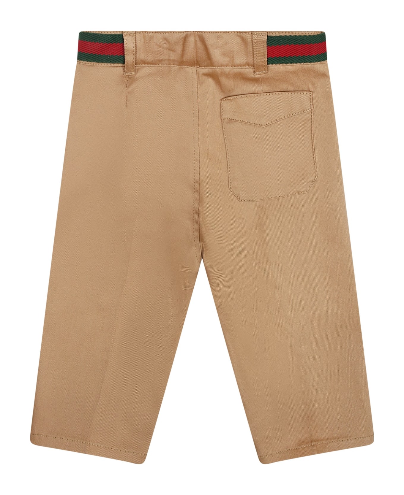Gucci Beige Trousers For Baby Boy With Web Detail - Beige