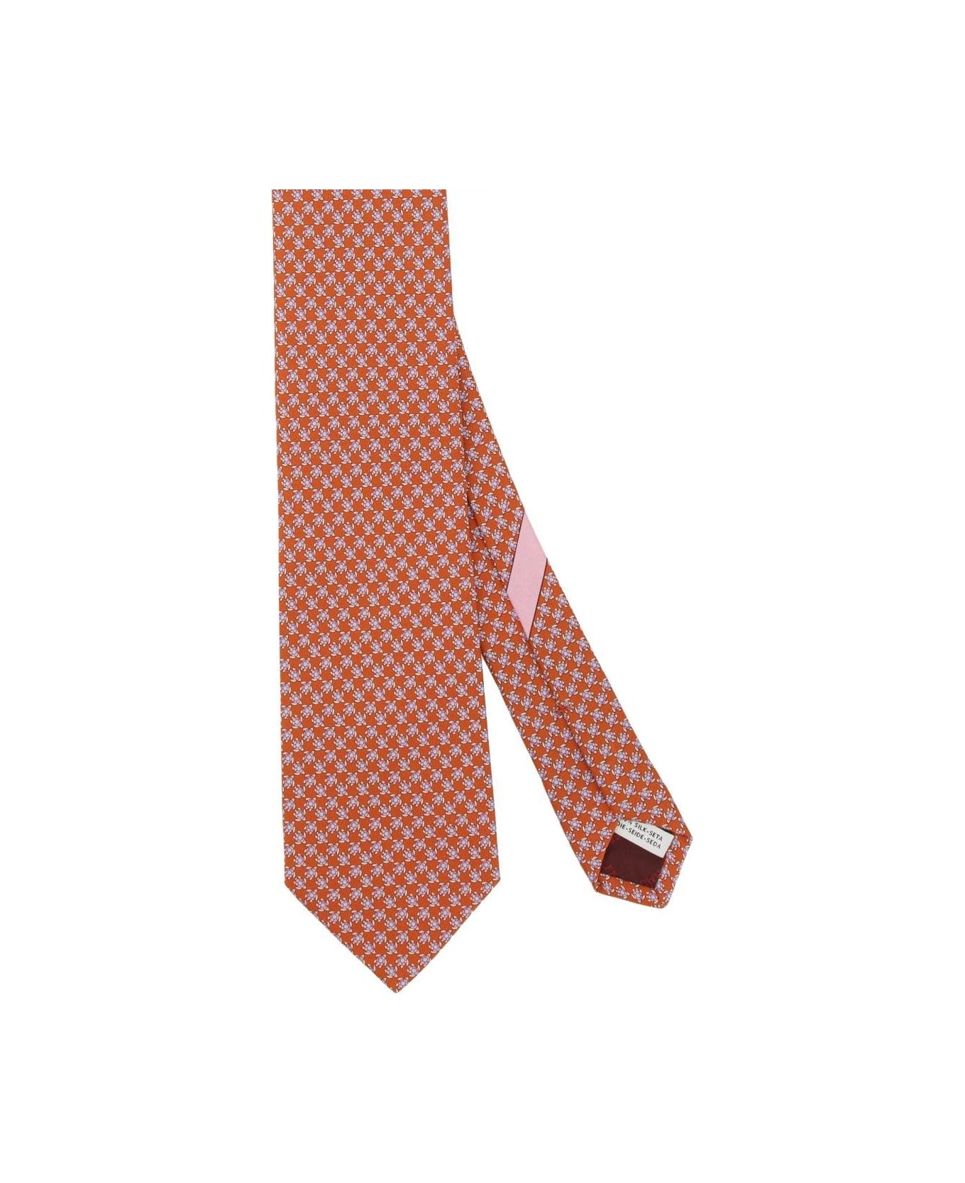 Ferragamo Micro Pattern Printed Tie - Orange