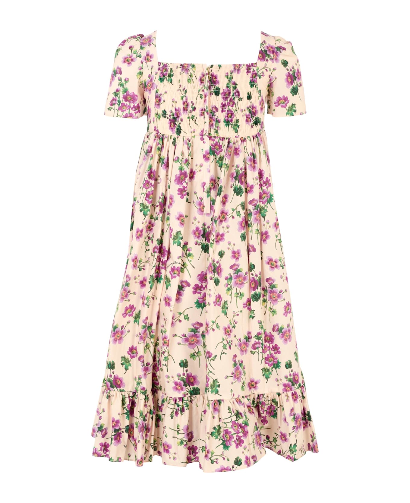 Dolce 
Gabbana Pink Dress For Girl With Flowers - Pink