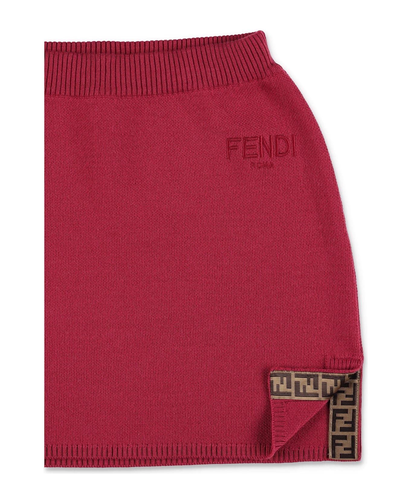 Fendi Kids Burgundy Knit Skirt - MARSALA
