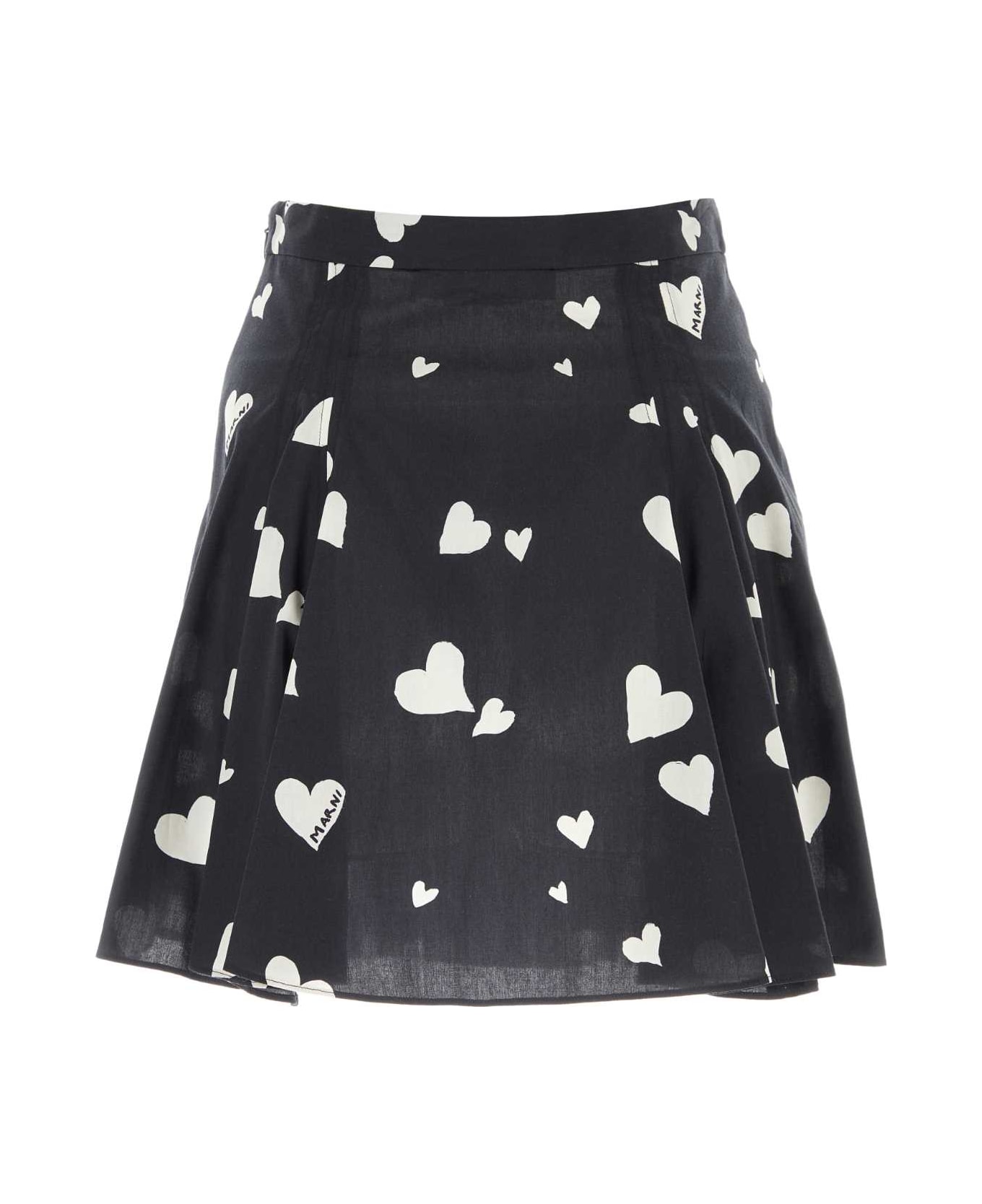 Marni Printed Cotton Mini Skirt - BLACK