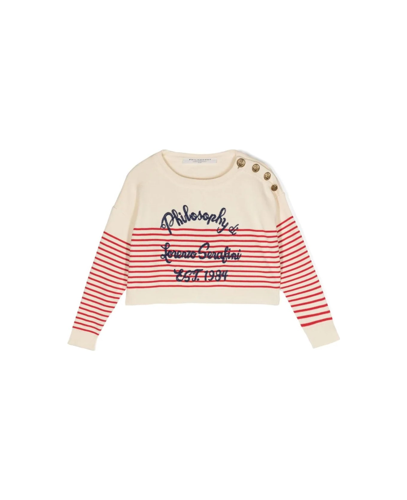 Philosophy di Lorenzo Serafini Kids Maglione A Righe - Cream