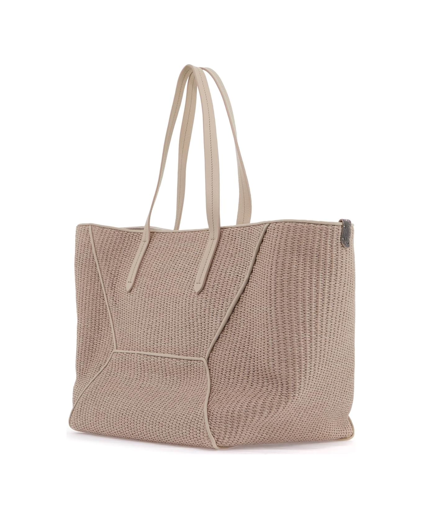 Brunello Cucinelli 'techno Raffia Tote - BEIGE CHIARO