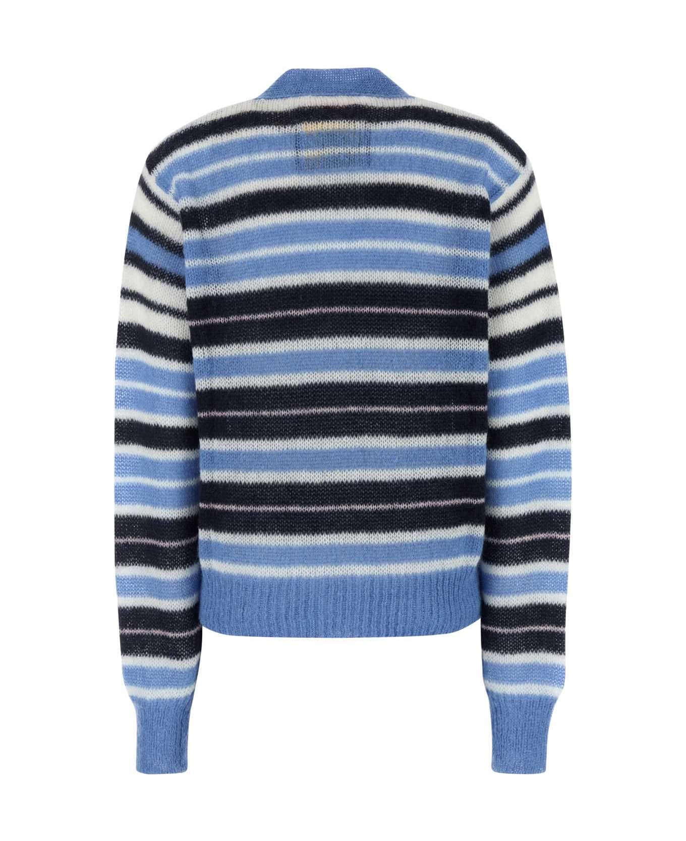 Marni Blue Mohair Wool Blend Cardigan - BLUELILAC