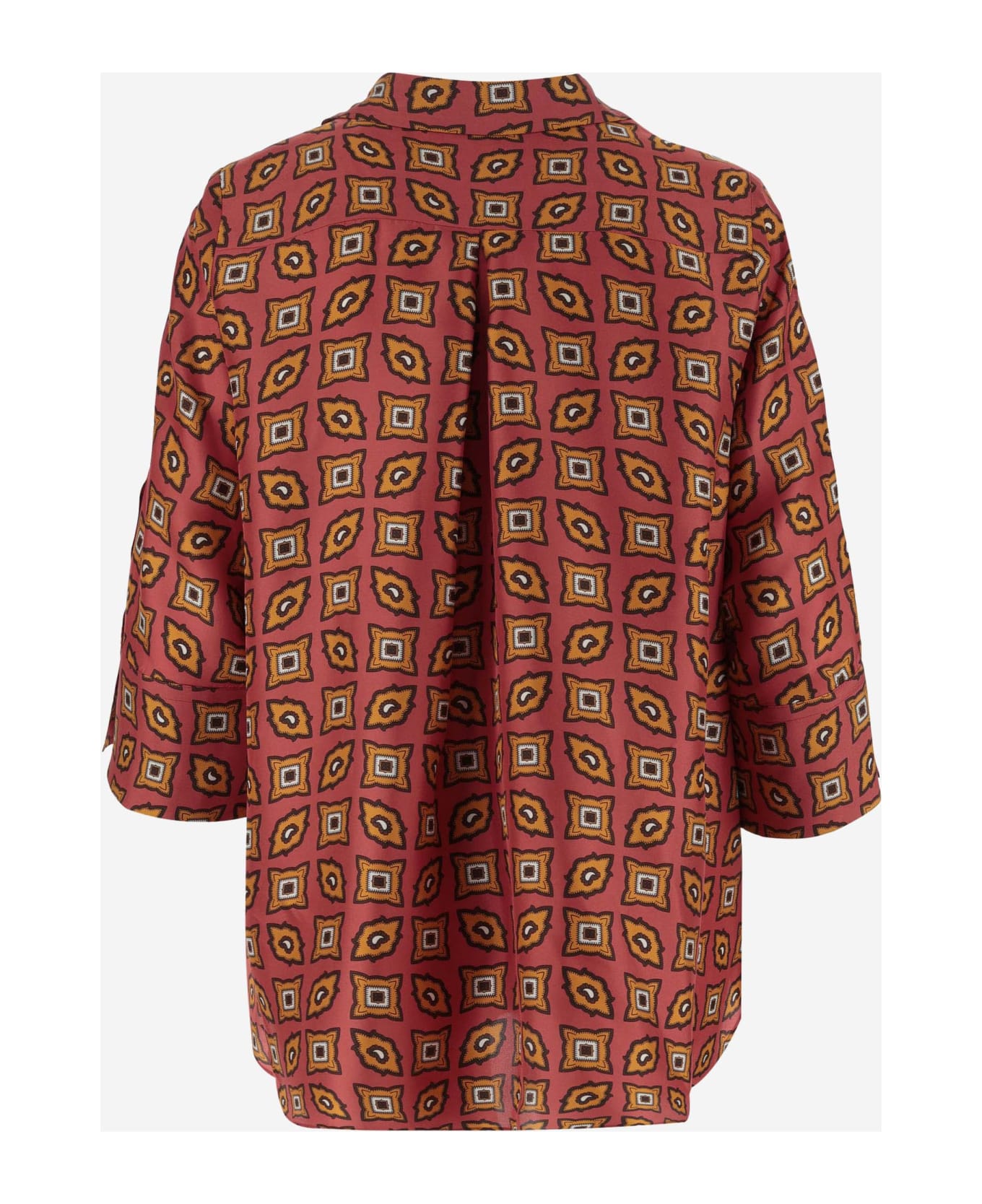 Alberto Biani Silk Shirt With Geometric Pattern - Coral Red シャツ