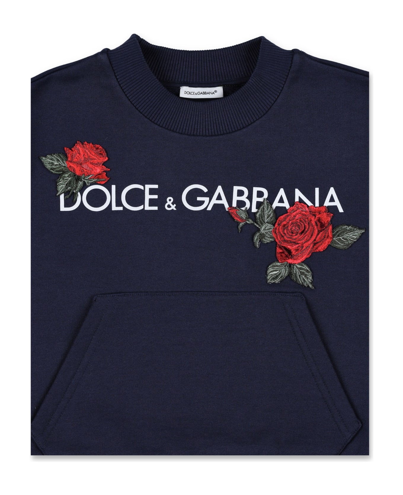 Dolce & Gabbana Crewneck Logo Rose - BLUE