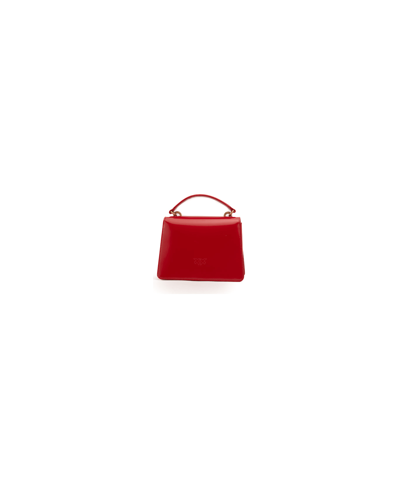 Pinko Mini Love One Top Handle Light Bag In Red Shiny Leather - Red
