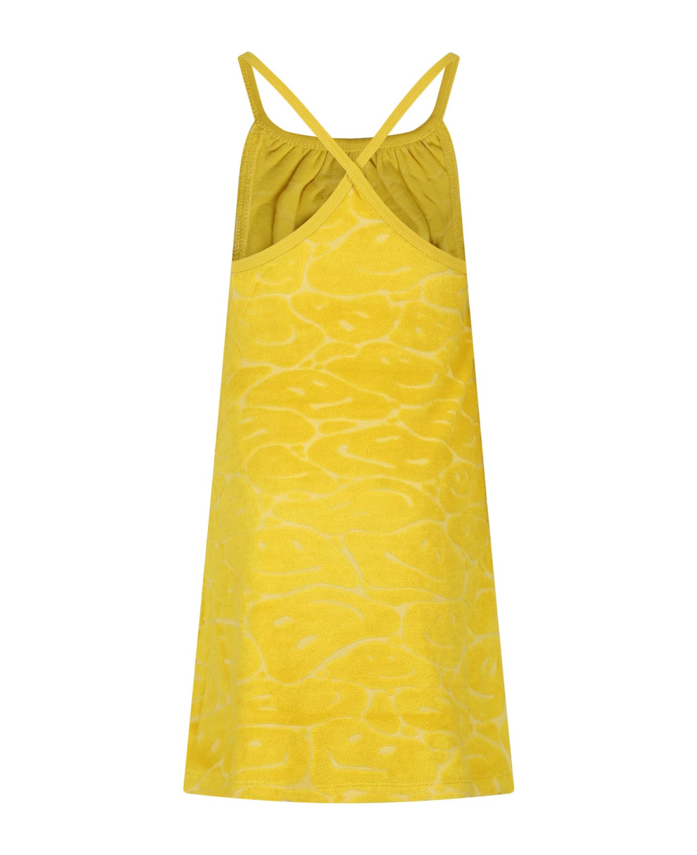 Molo Yellow Dress For Girl With Smileys - Yellow