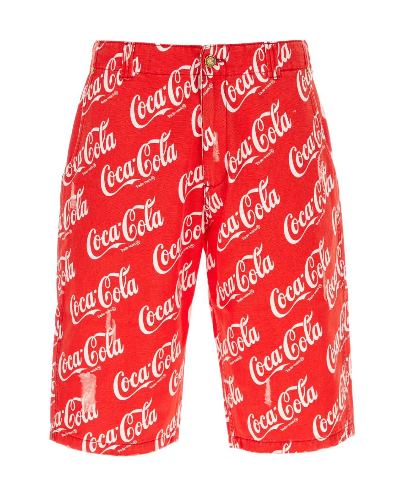 ERL Printed Denim Erl X Cocacola Bermuda Shorts - CHECKER