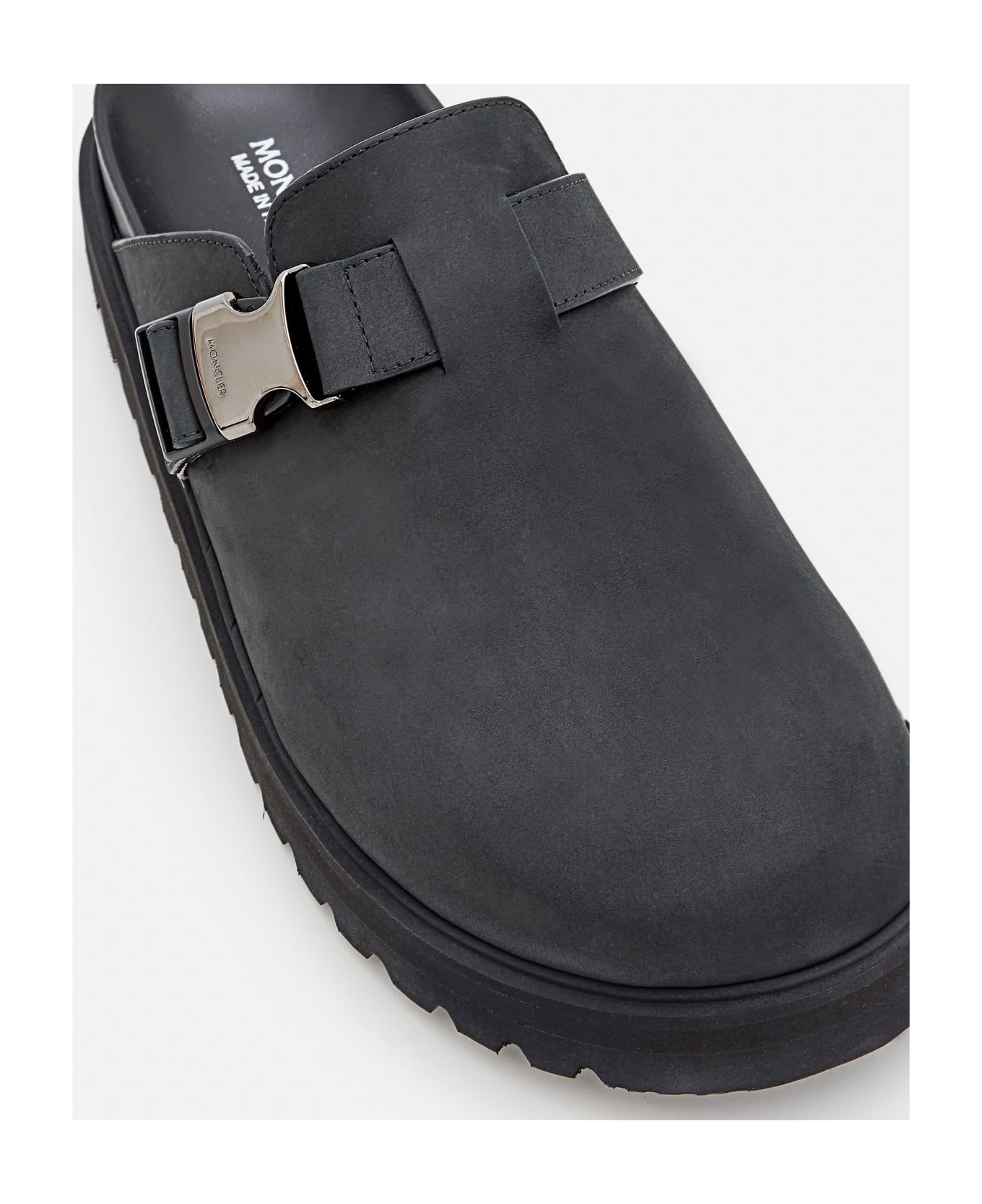 Moncler "mon Mule" Slides Leather Shoes - Black