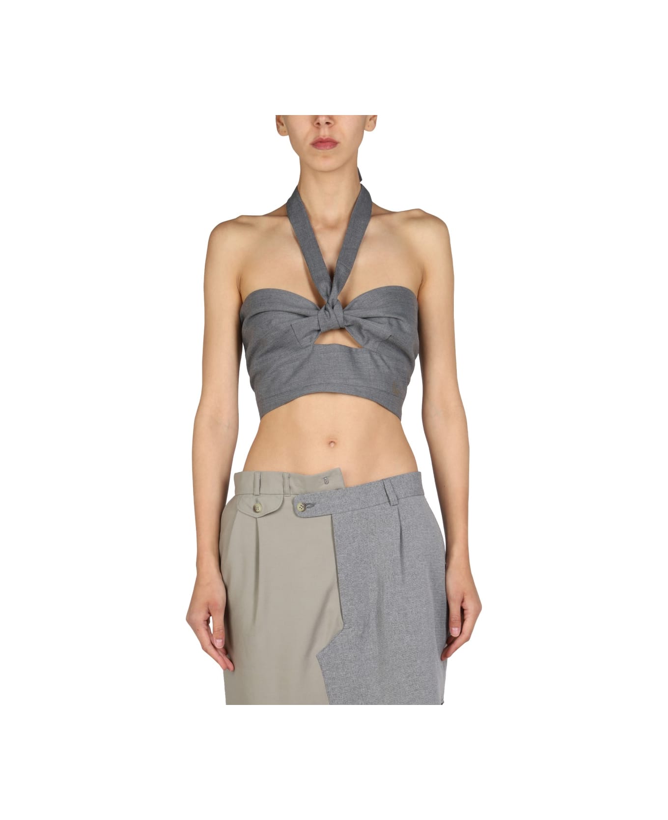 1/OFF Top With Crossed Straps - GREY