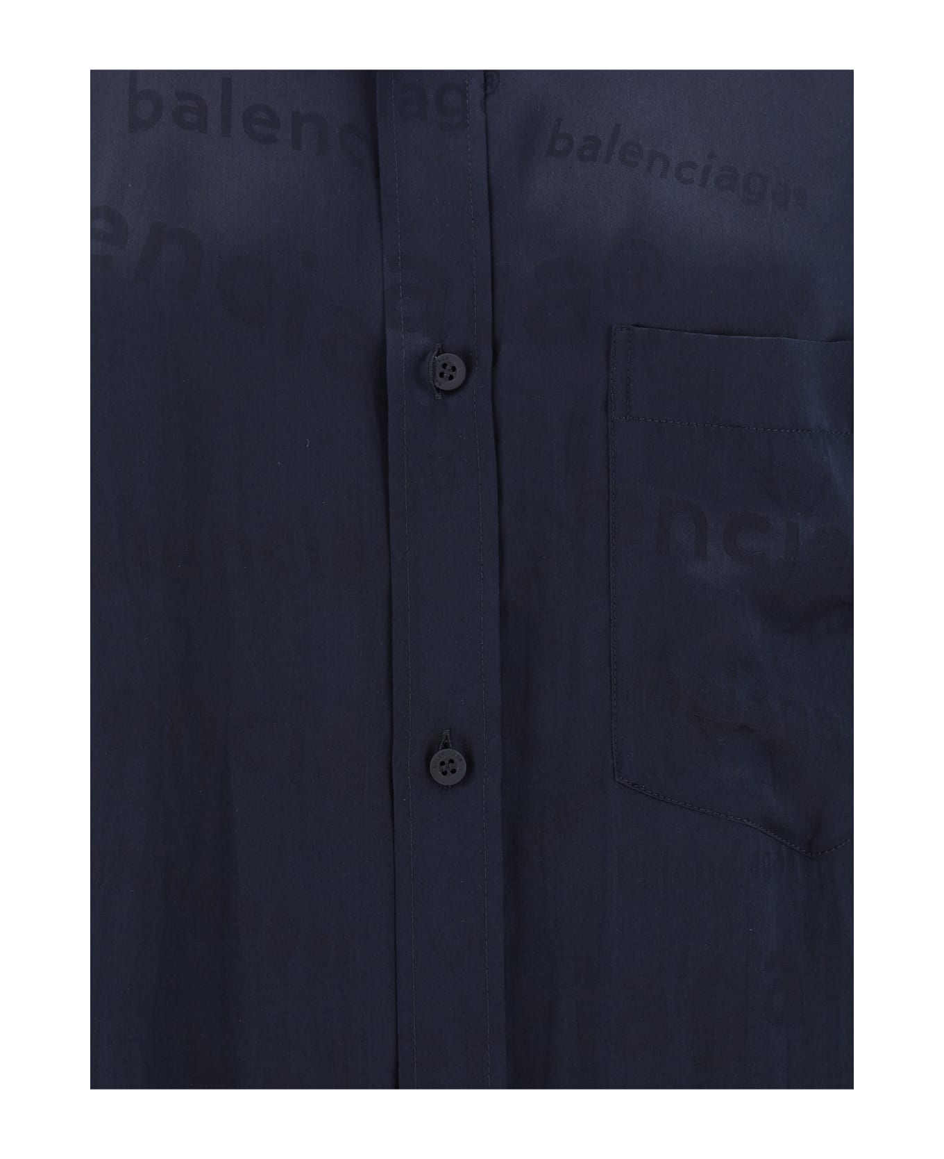 Balenciaga Navy Blue Silk Oversize Shirt - Faded Black