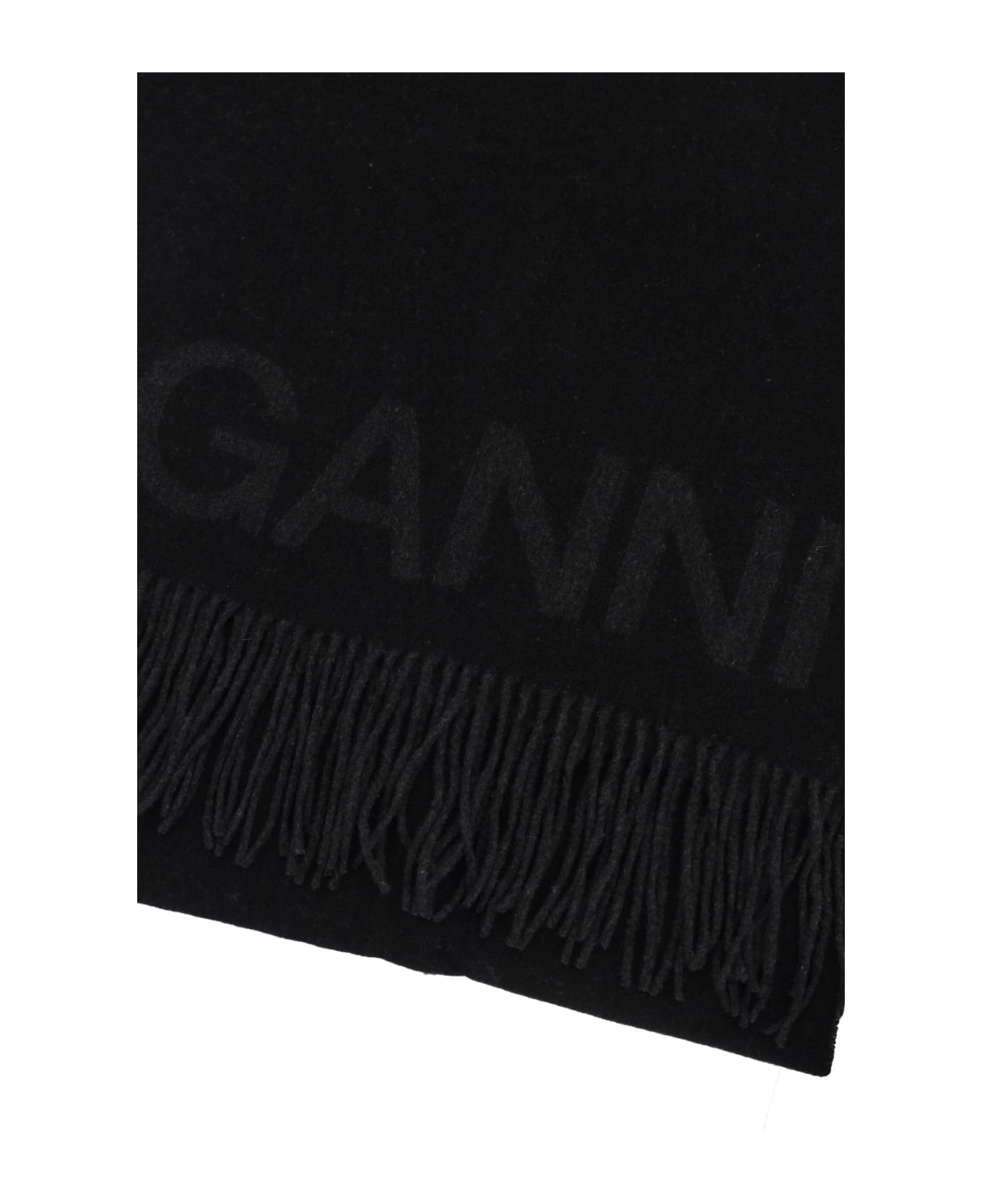 Ganni Logo Lettering Scarf - BLACK (Black)