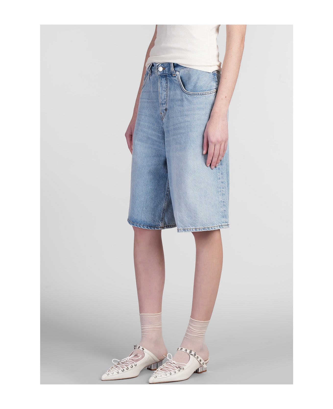 Haikure Becky Shorts In Blue Denim - blue