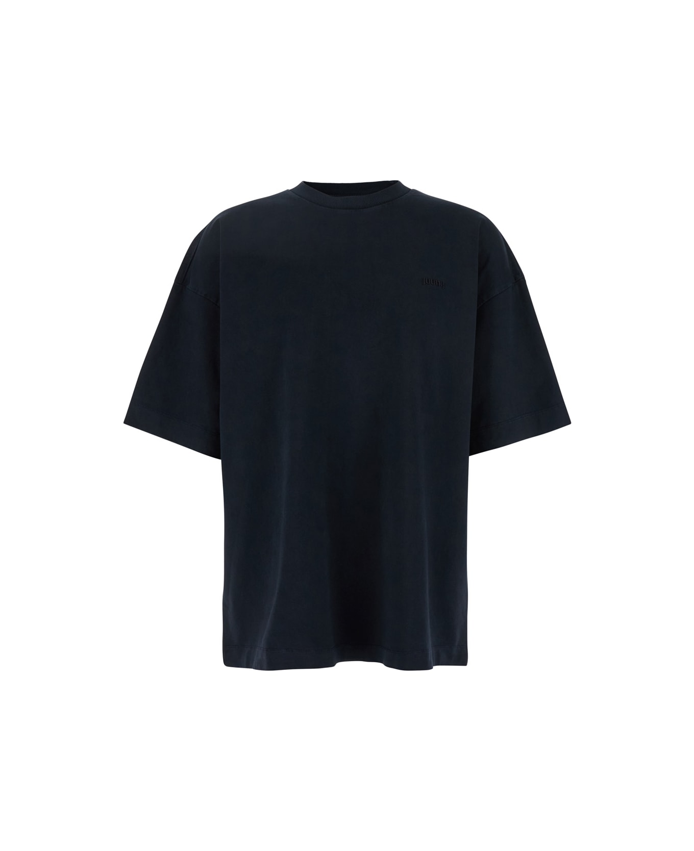 Juun.J Blue T-shirt With Logo Embroidered On The Front And Print On The Back In Cotton Man - Blu