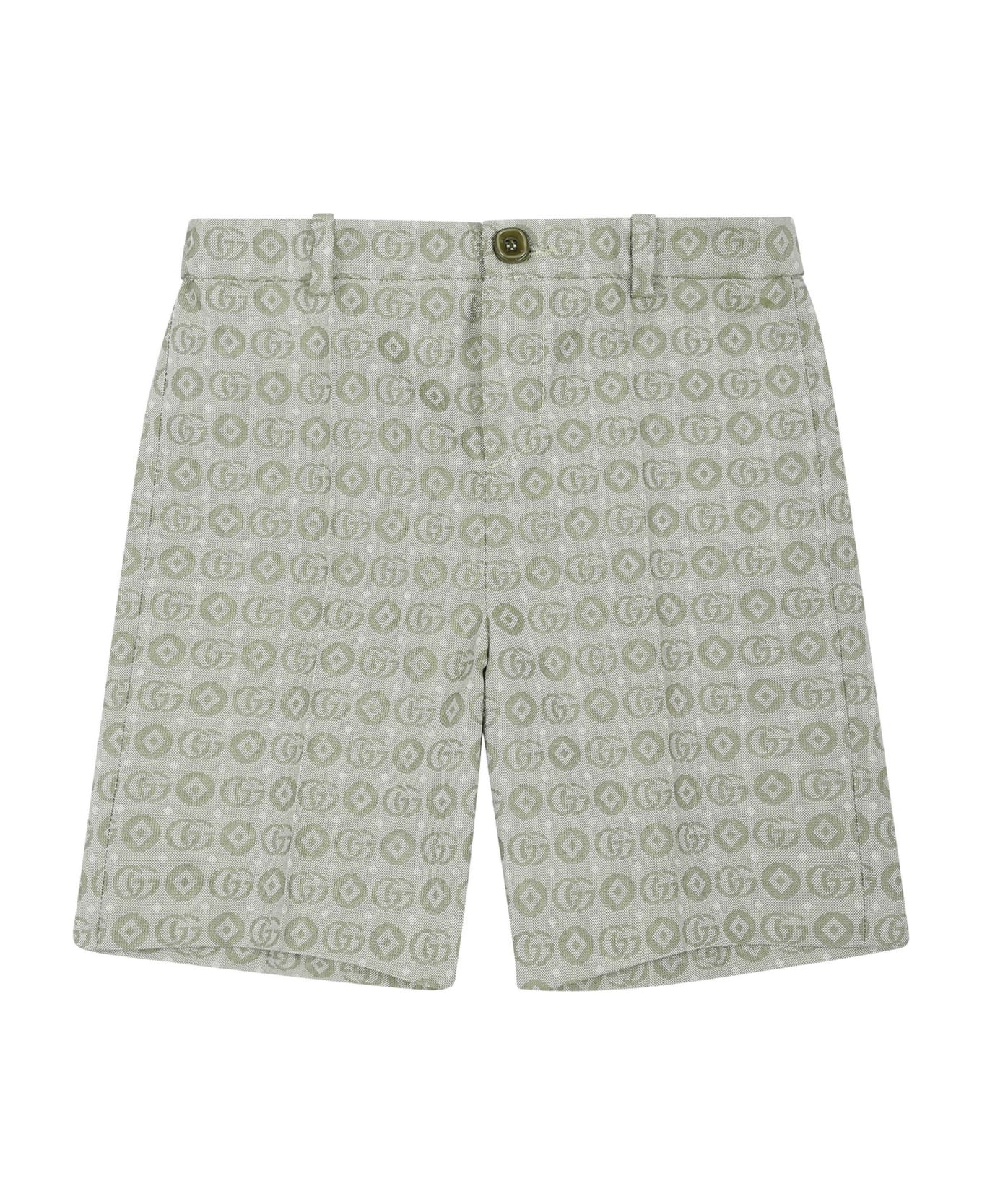 Gucci Green Shorts For Baby Boy With Double G - Green