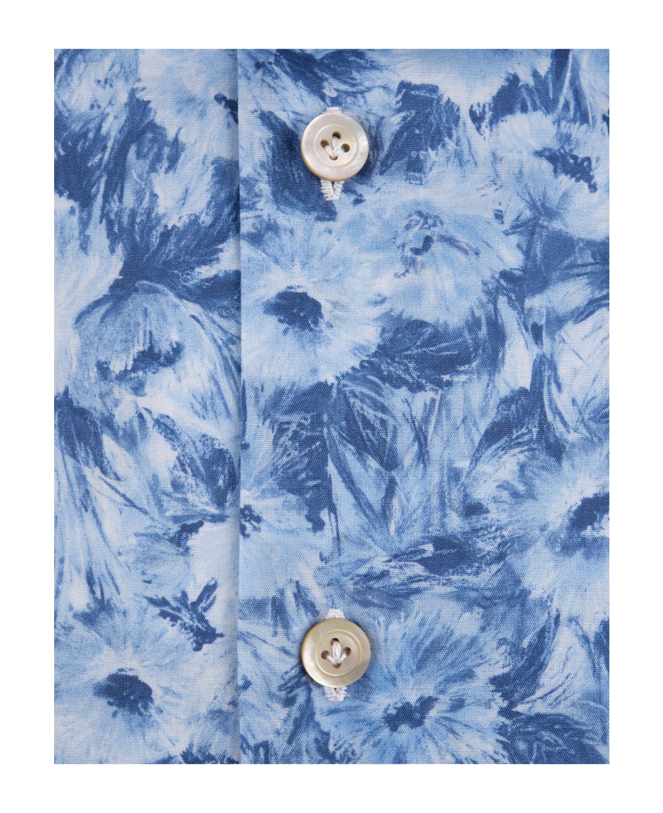 Kiton Blue Floral Cotton Shirt - Blu