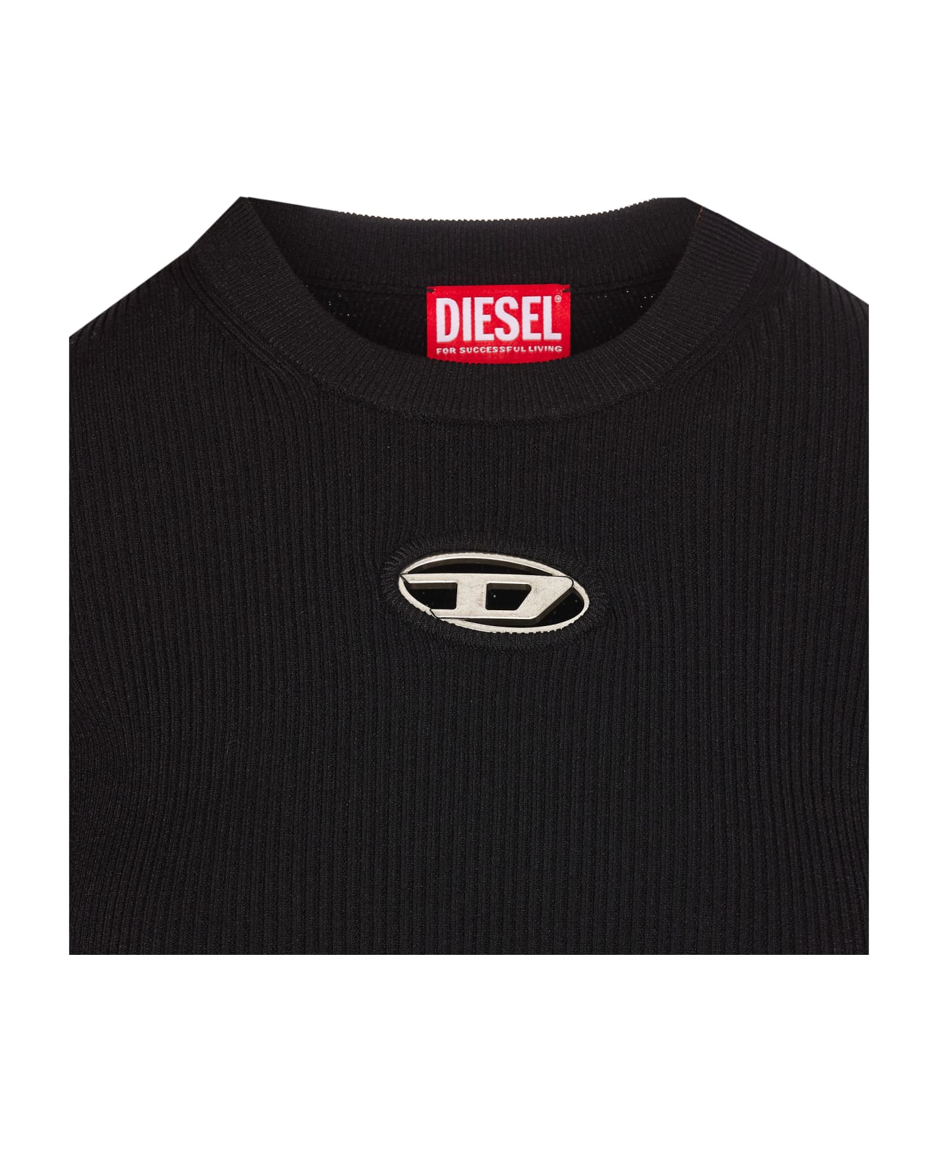 Diesel Logo Long Sleeves Top - Black ニットウェア
