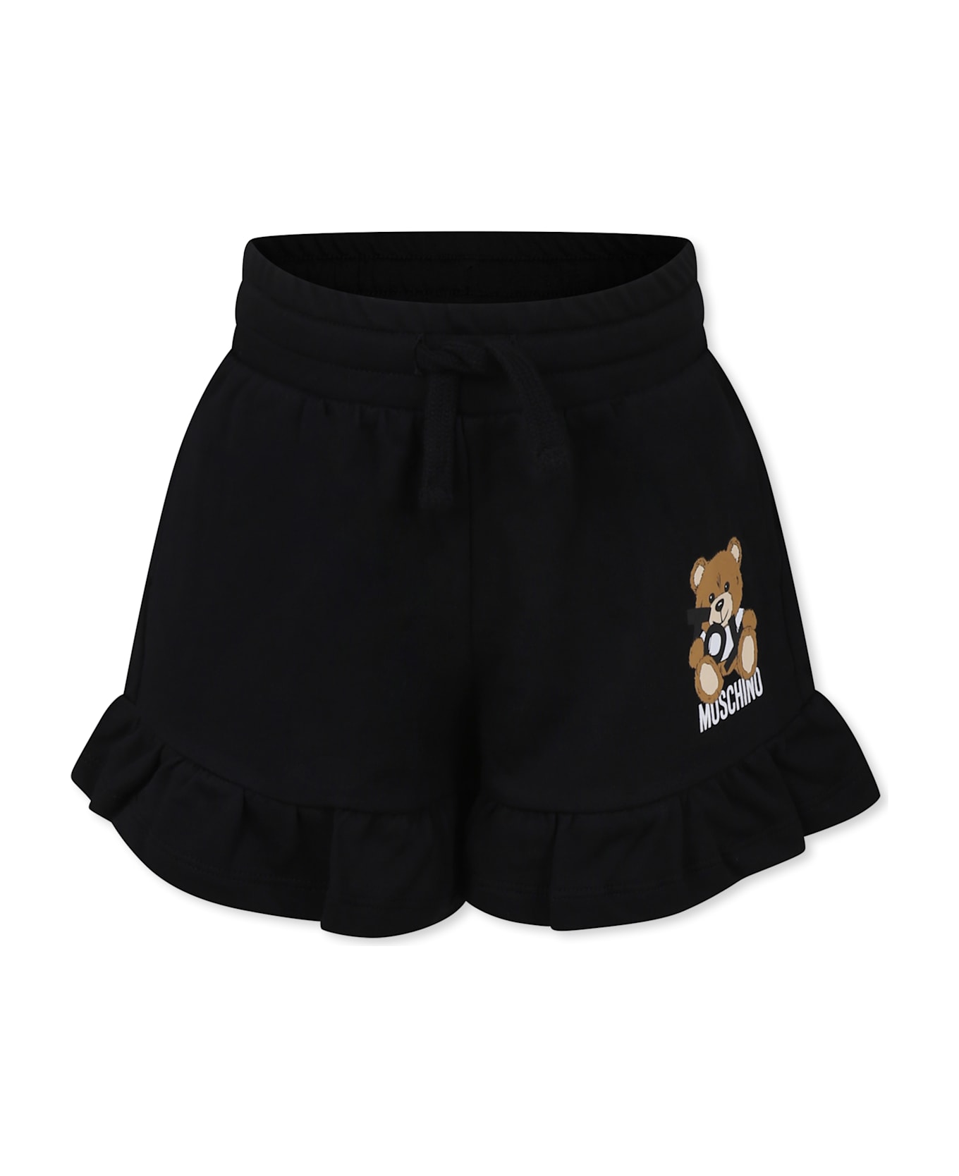 Moschino Black Shorts For Girl With Teddy Bear - Black