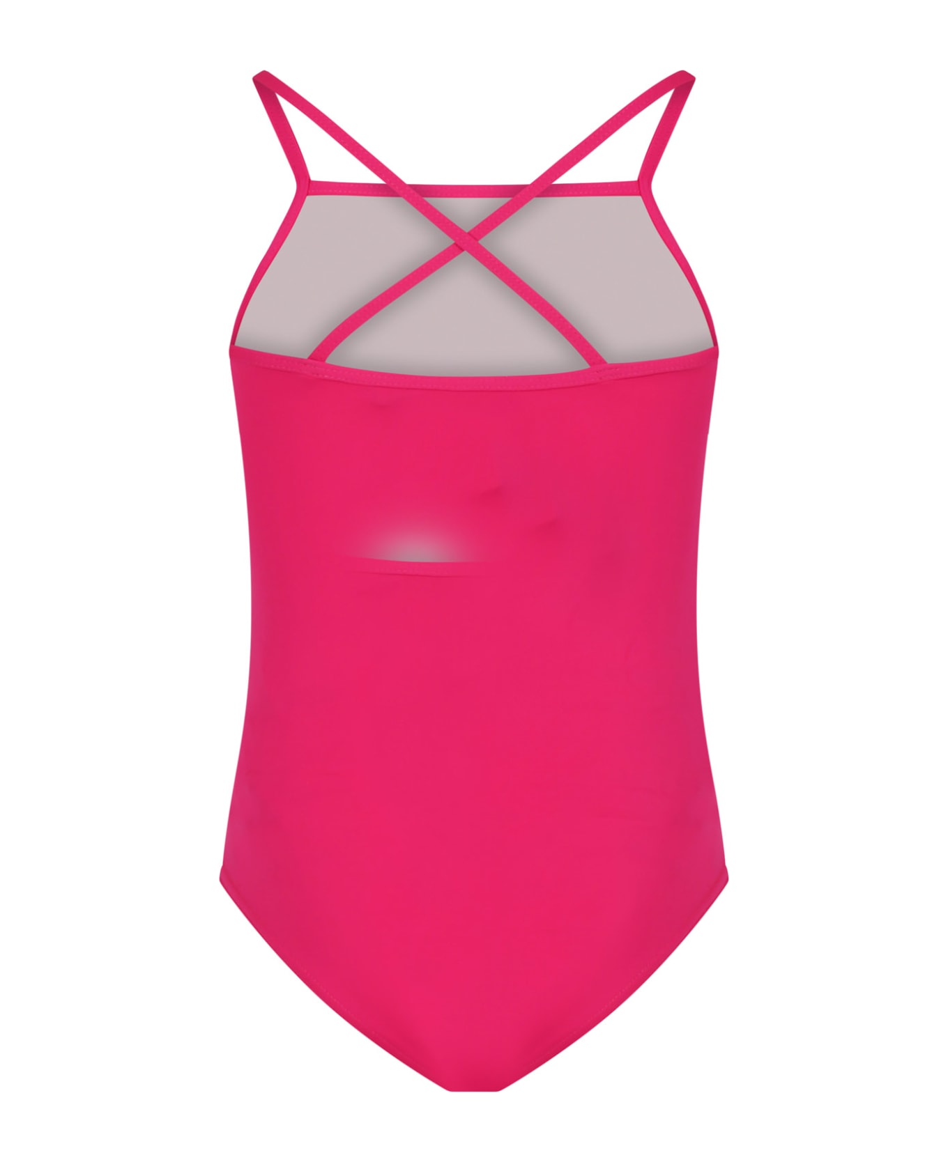 Gucci Fuchsia One-piece Swimsuit For Girl With oversized Gucci Apple Print - Fuchsia