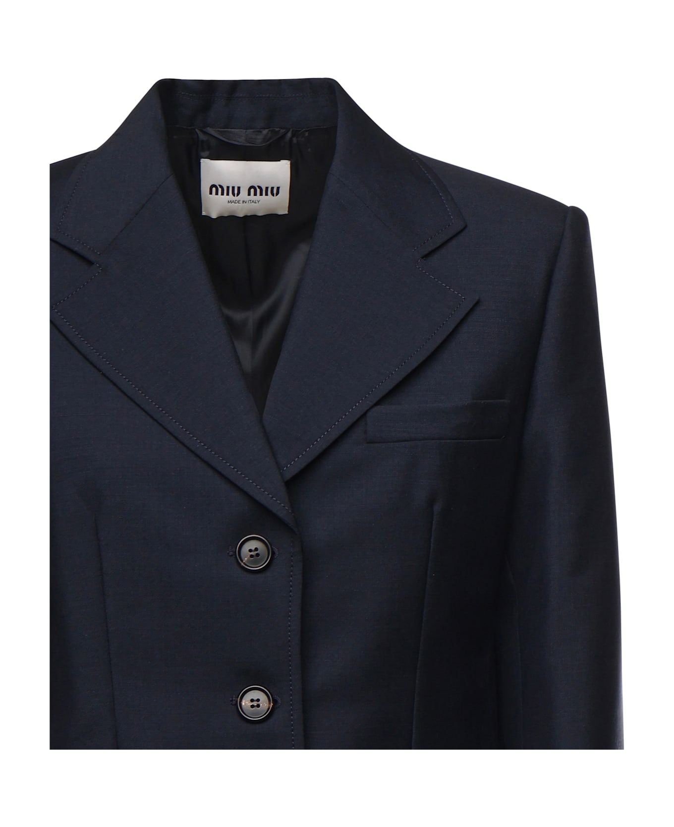 Miu Miu Single-breasted Jacket In Kid Mohair - Blue