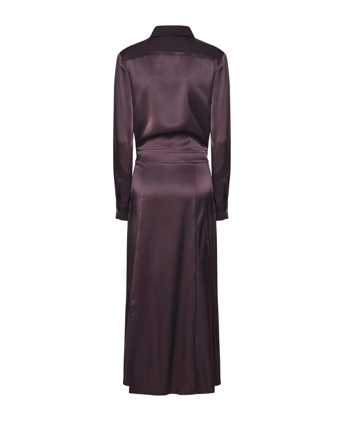 Pinko Aquilone Shirt Dress In Satin - Brown