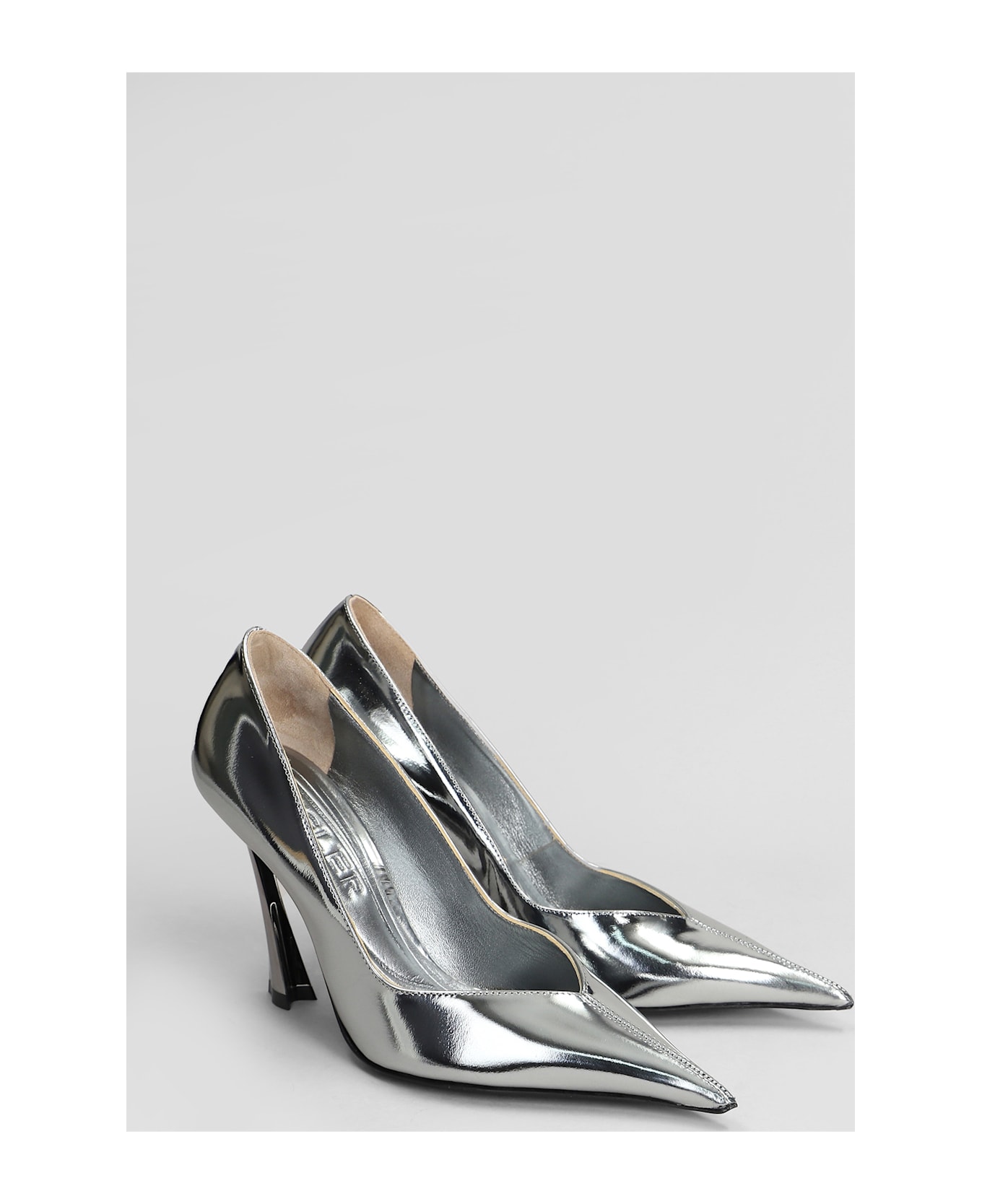 Mugler Pumps In Silver Leather - silver