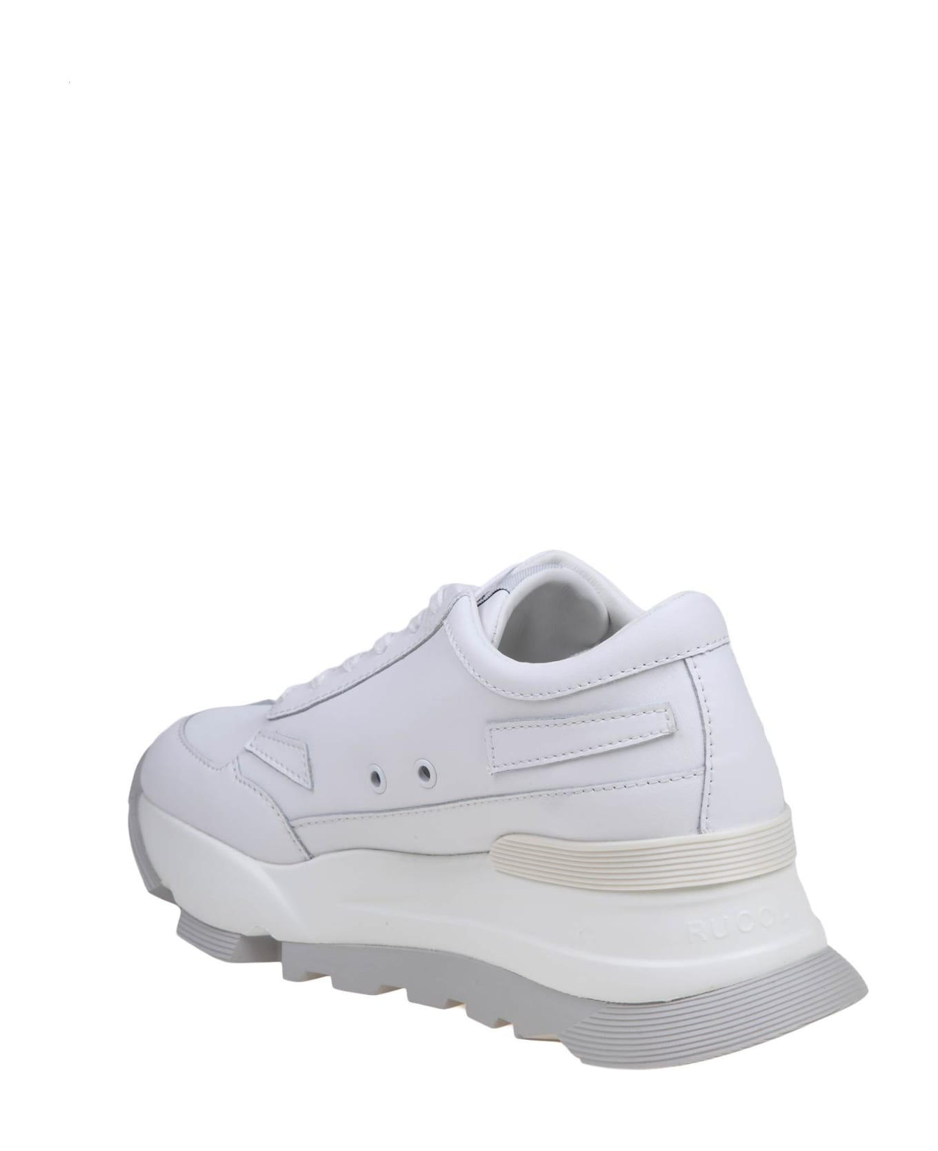 Ruco Line White Leather Sneakers - WHITE
